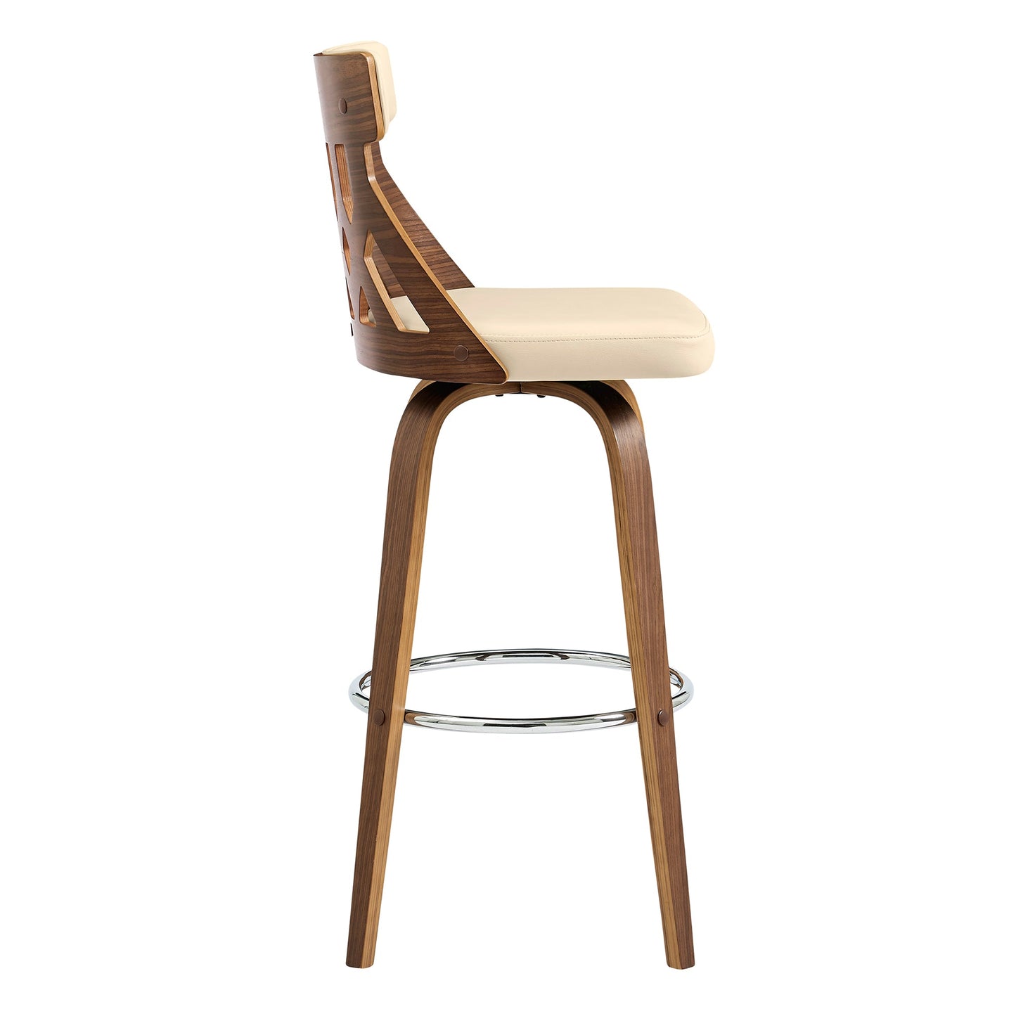 Crux Swivel Counter and Bar Stool in Faux Leather and Wood