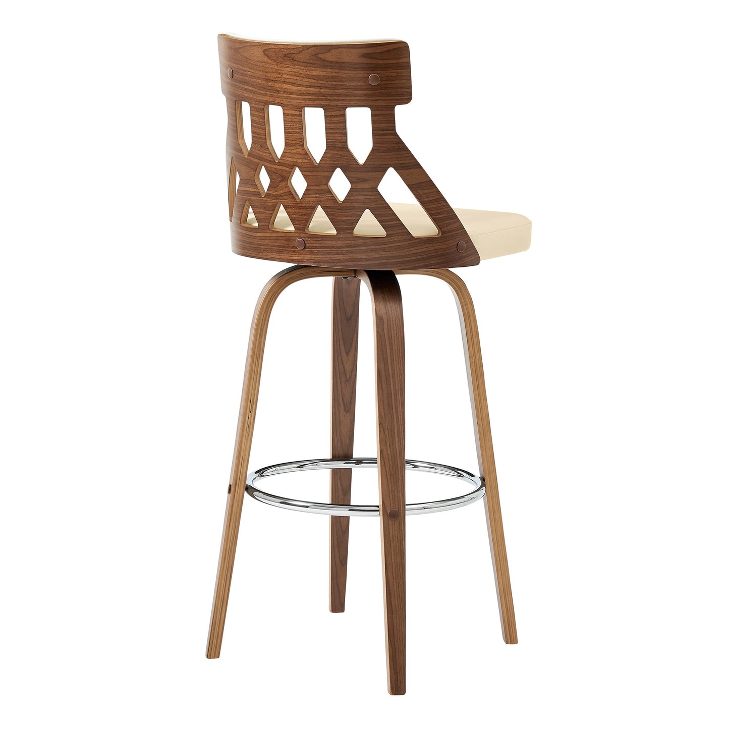 Crux Swivel Counter and Bar Stool in Faux Leather and Wood