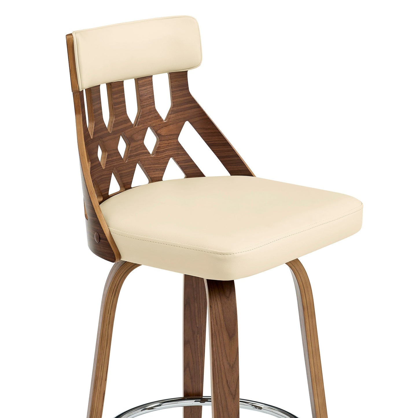 Crux Swivel Counter and Bar Stool in Faux Leather and Wood