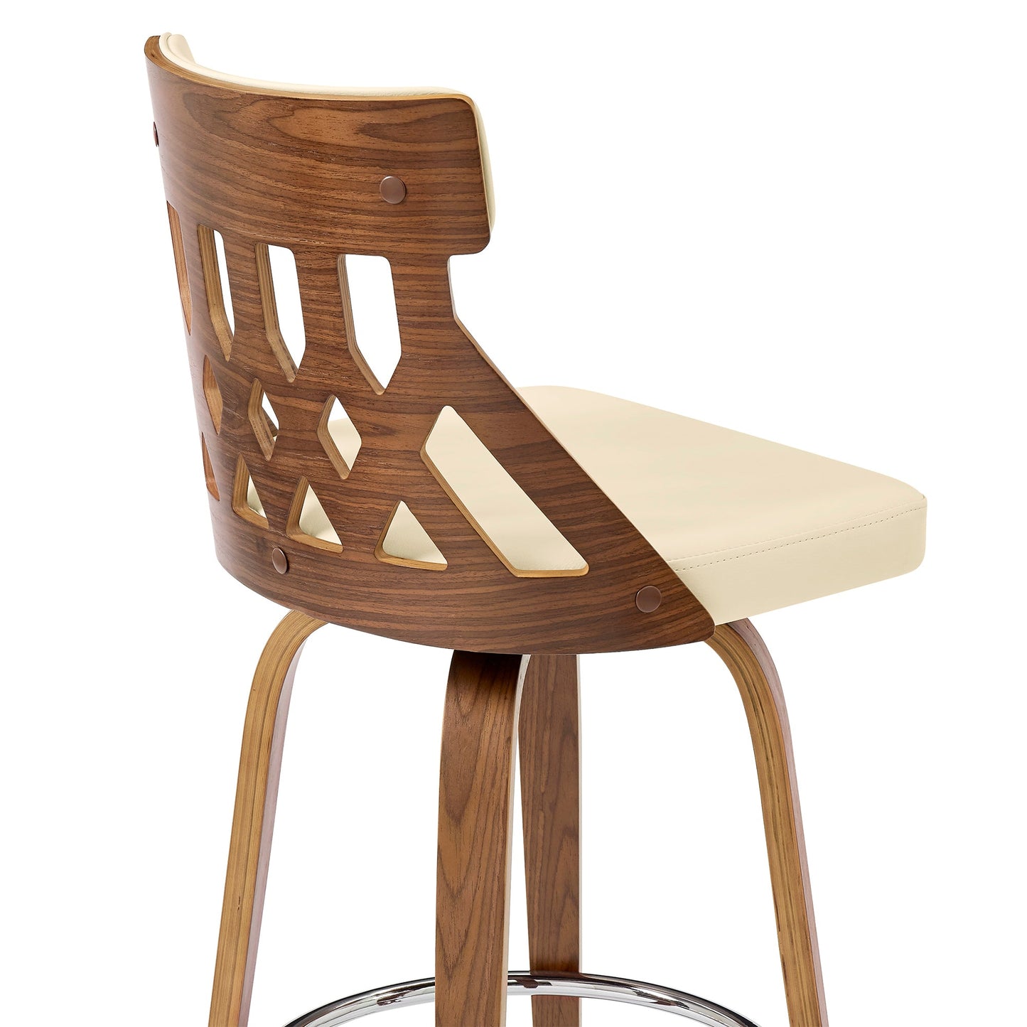 Crux Swivel Counter and Bar Stool in Faux Leather and Wood