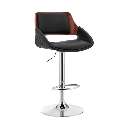 Colby Adjustable Faux Leather and Chrome Finish Bar Stool