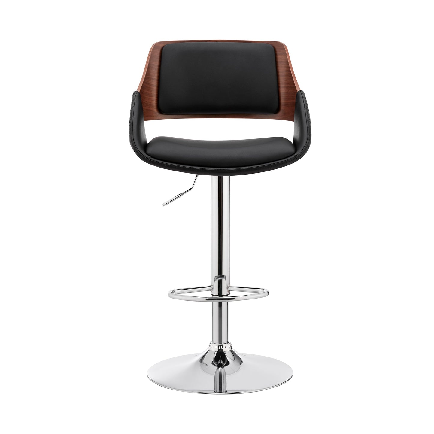 Colby Adjustable Faux Leather and Chrome Finish Bar Stool