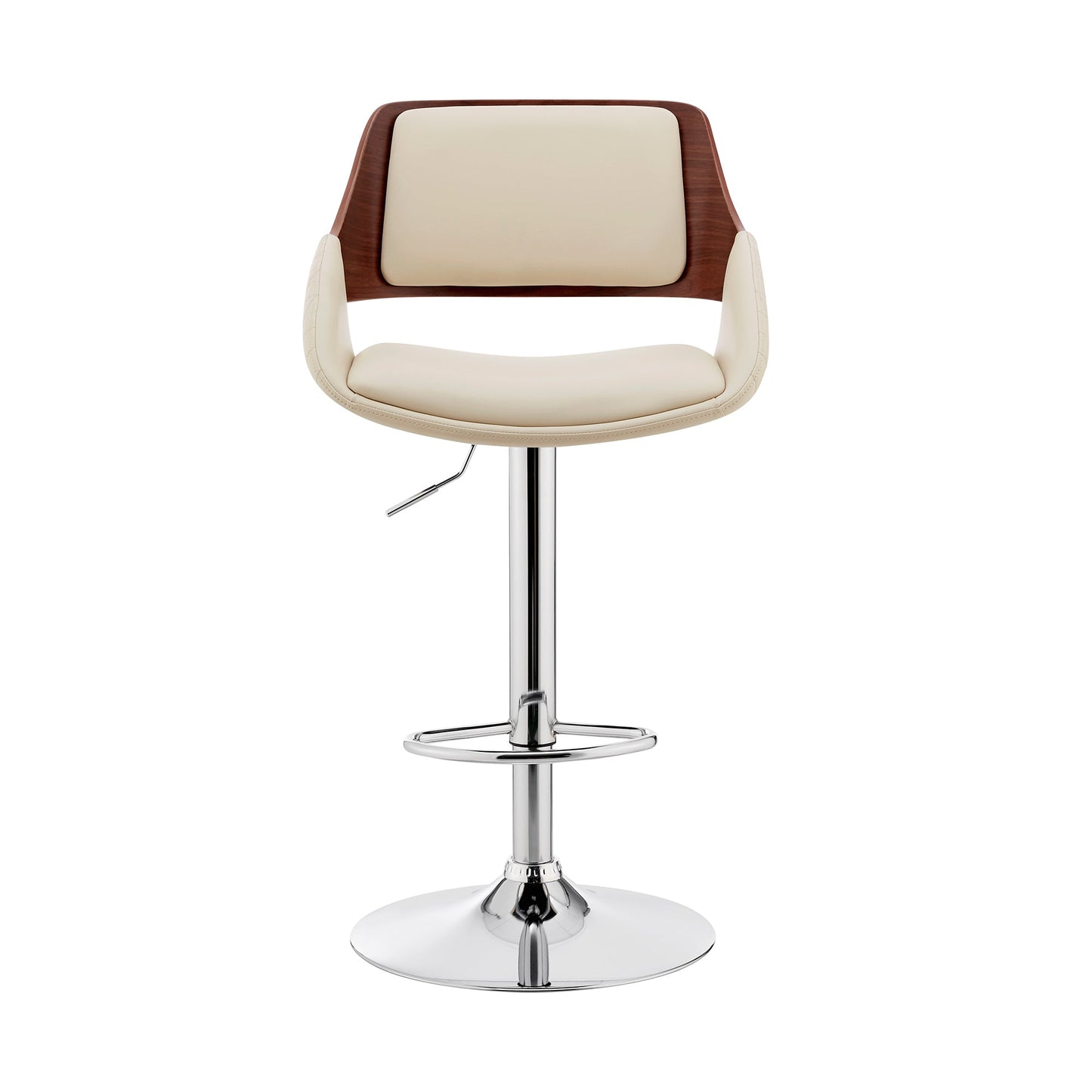 Colby Adjustable Faux Leather and Chrome Finish Bar Stool