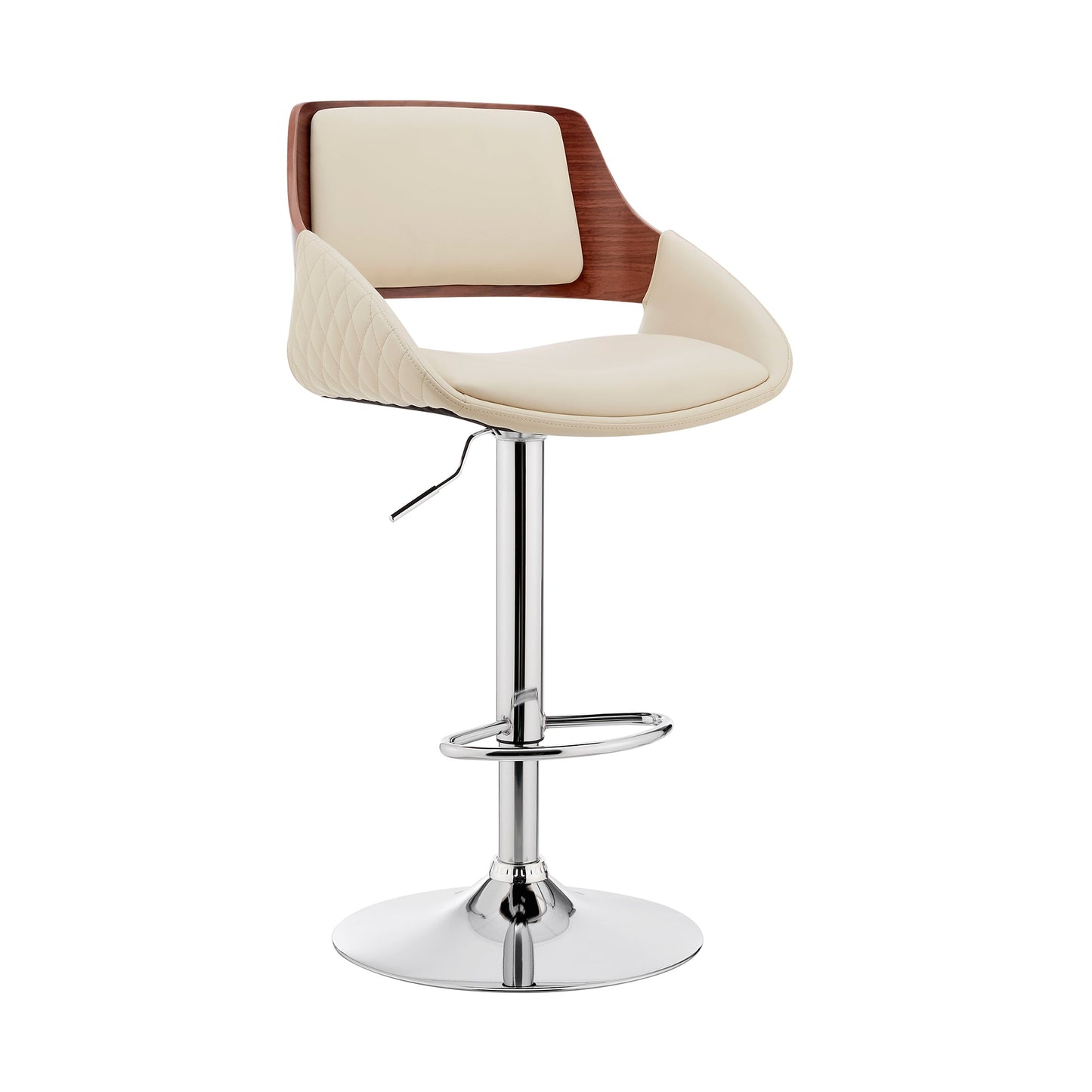 Colby Adjustable Faux Leather and Chrome Finish Bar Stool
