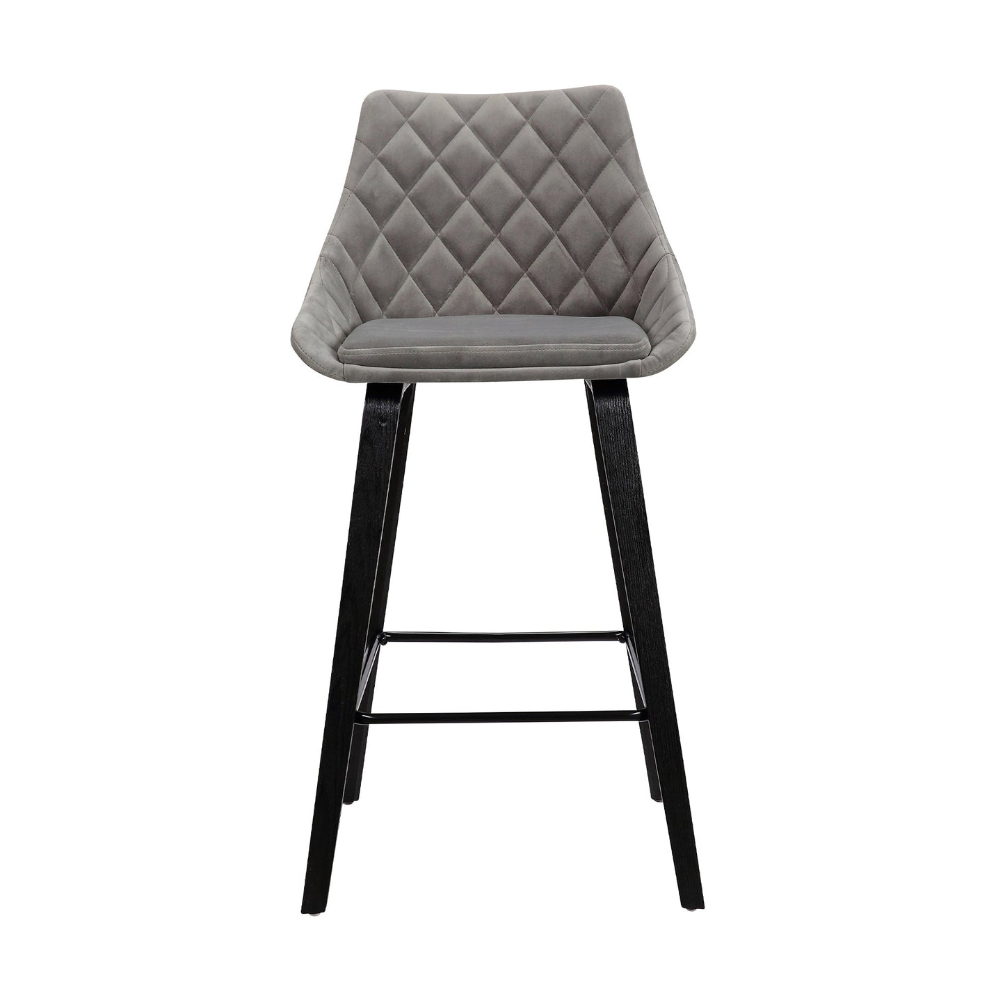 Dani 26" Velvet and Faux Leather Barstool in Wood Finish