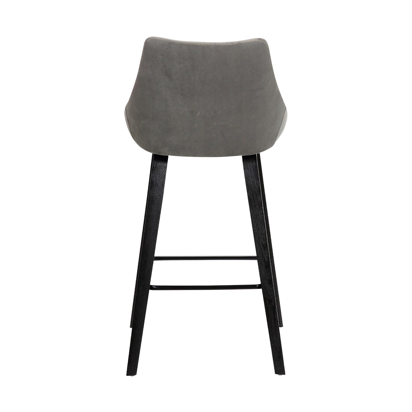 Dani 26" Velvet and Faux Leather Barstool in Wood Finish