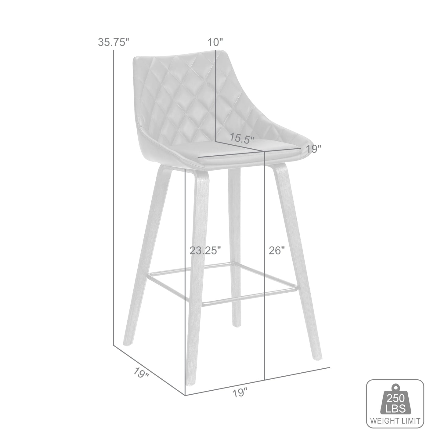 Dani 26" Velvet and Faux Leather Barstool in Wood Finish