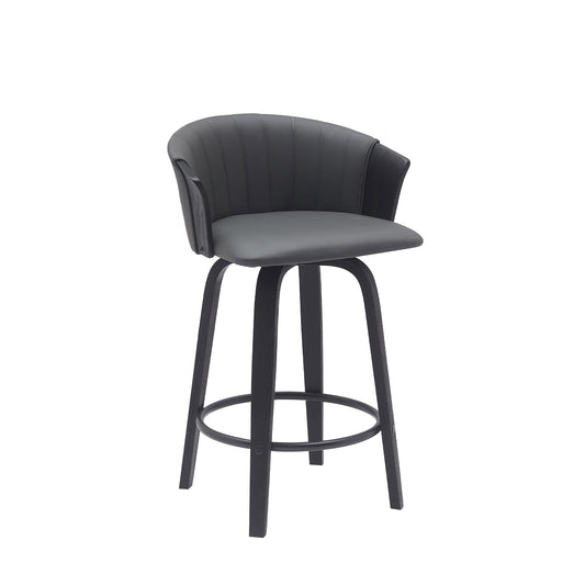Diana Swivel Wood Counter and Bar Stool in Various Fabrics and Finishes