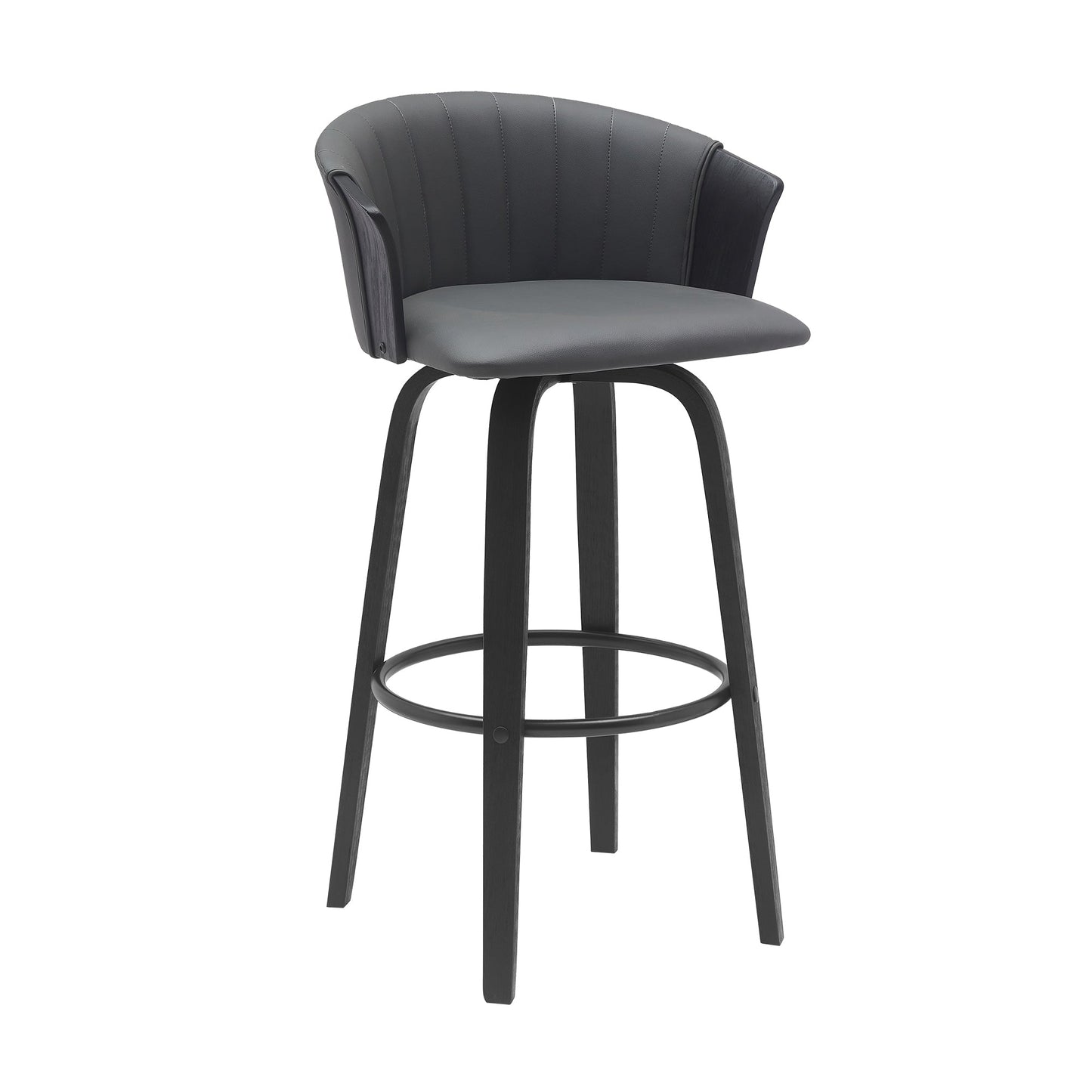 Diana Swivel Wood Counter and Bar Stool in Various Fabrics and Finishes