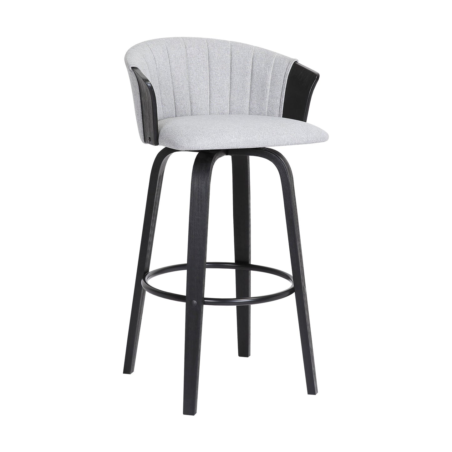 Diana Swivel Wood Counter and Bar Stool in Various Fabrics and Finishes