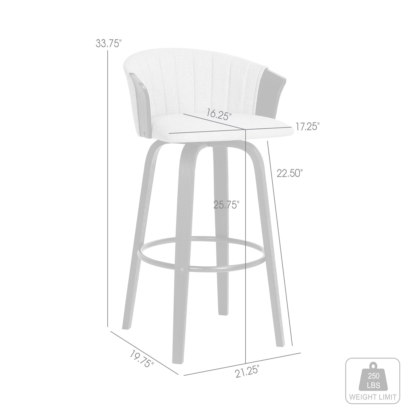 Diana Swivel Wood Counter and Bar Stool in Various Fabrics and Finishes