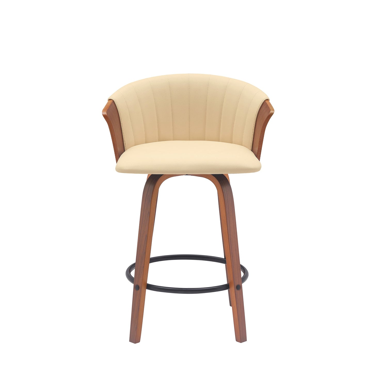 Diana Swivel Wood Counter and Bar Stool in Various Fabrics and Finishes