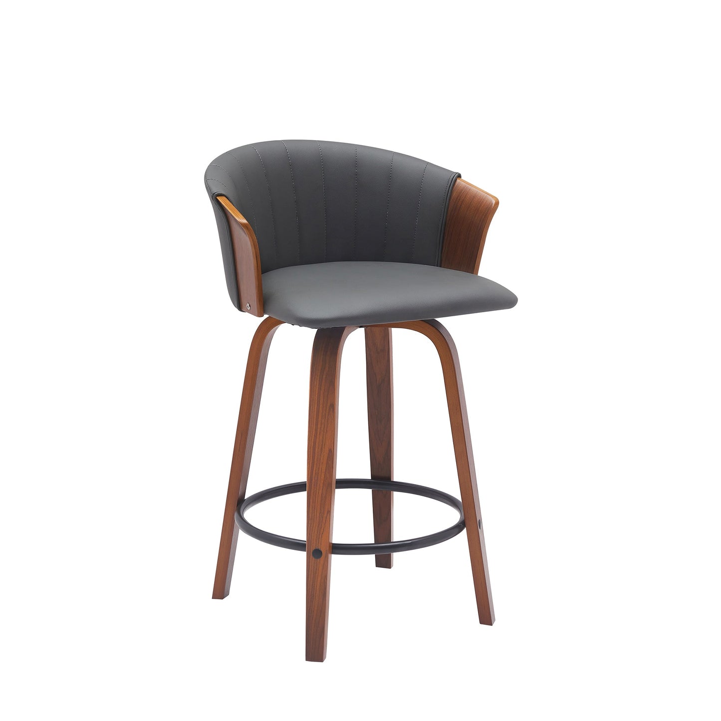 Diana Swivel Wood Counter and Bar Stool in Various Fabrics and Finishes