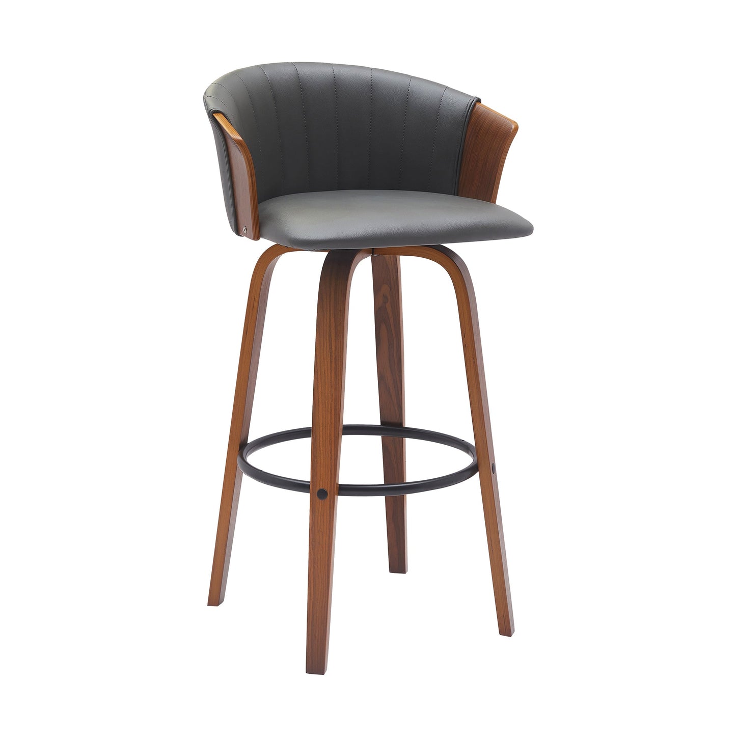 Diana Swivel Wood Counter and Bar Stool in Various Fabrics and Finishes