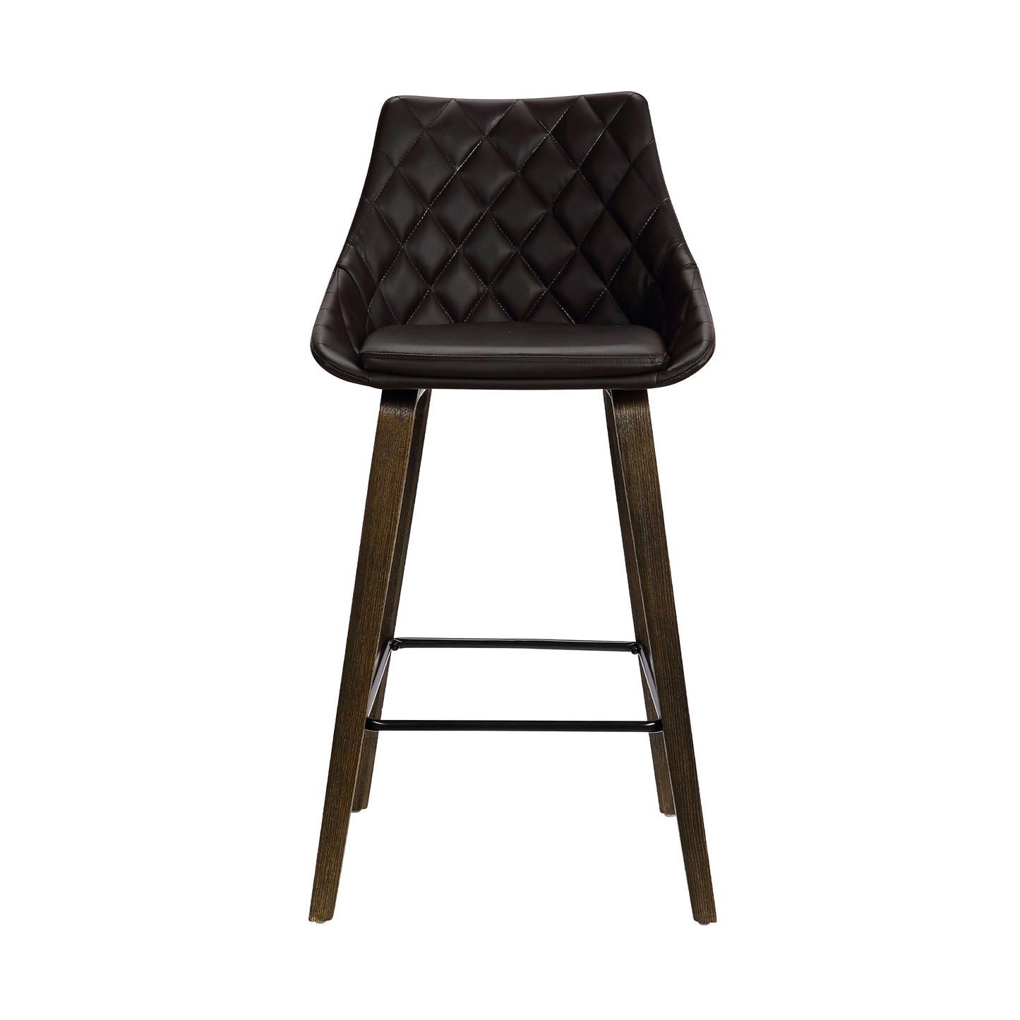 Dani 26" Velvet and Faux Leather Barstool in Wood Finish