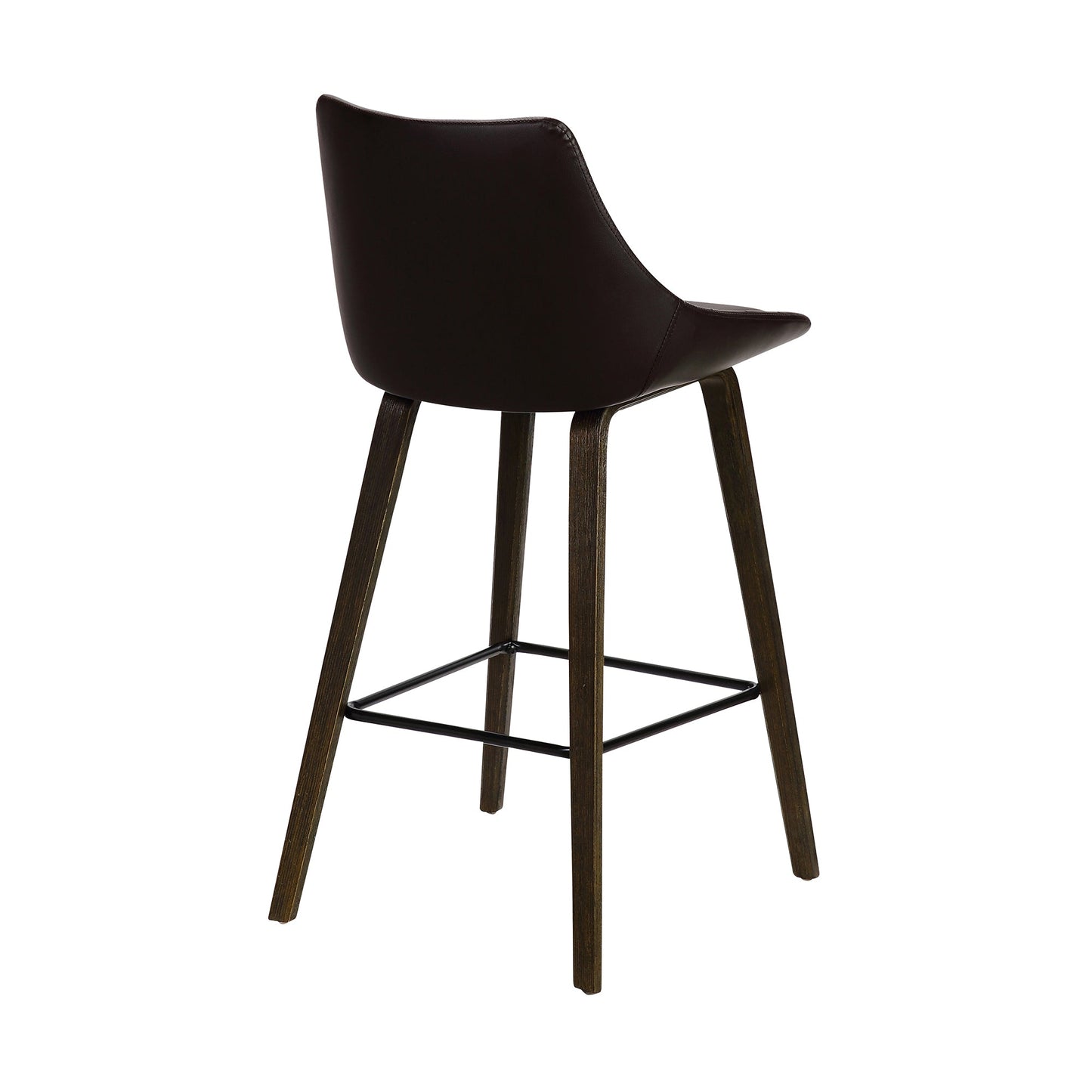 Dani 26" Velvet and Faux Leather Barstool in Wood Finish