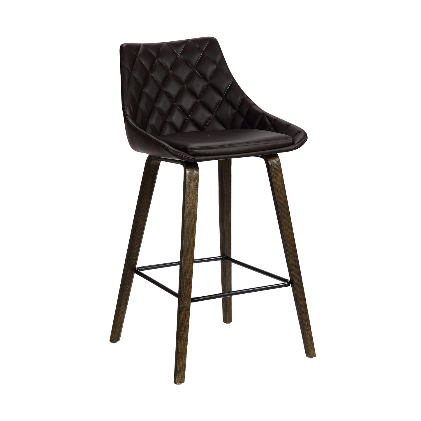 Dani 26" Velvet and Faux Leather Barstool in Wood Finish