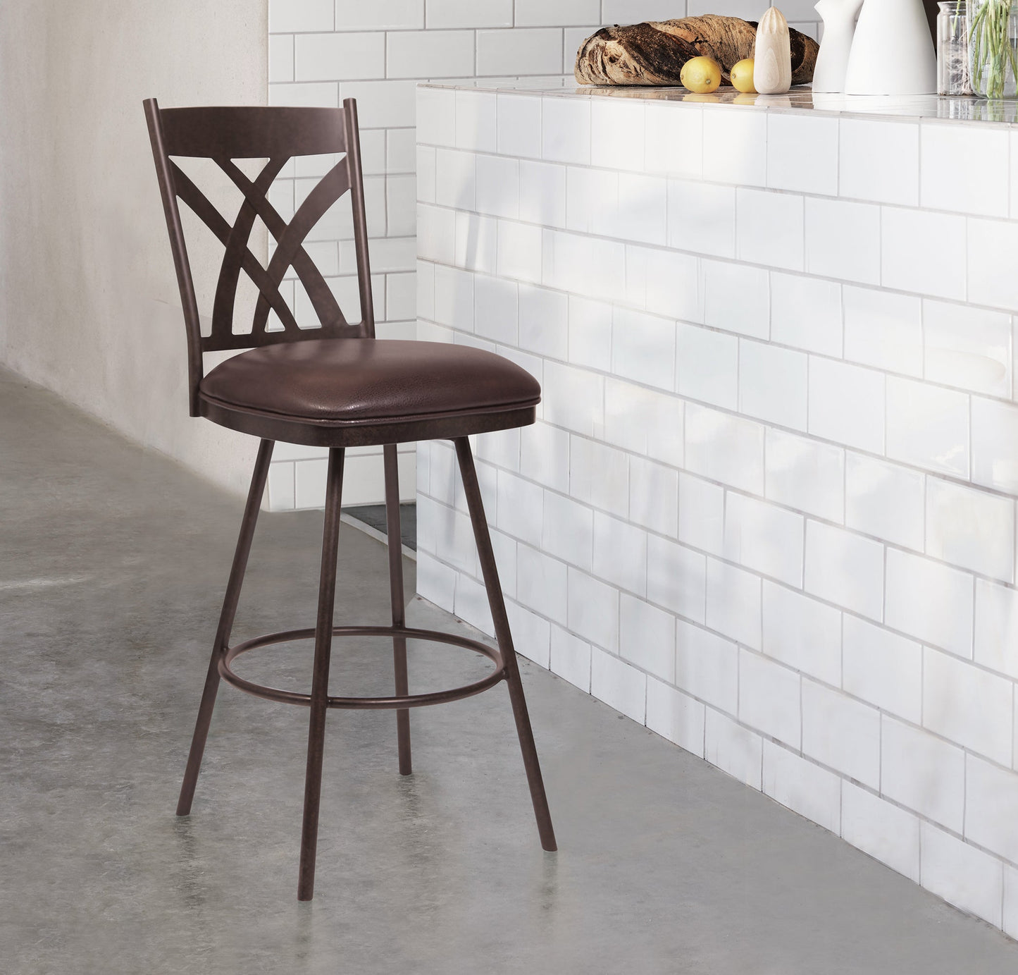 Dover 26" Counter Height Barstool in Faux Leather and Matte Black Finish