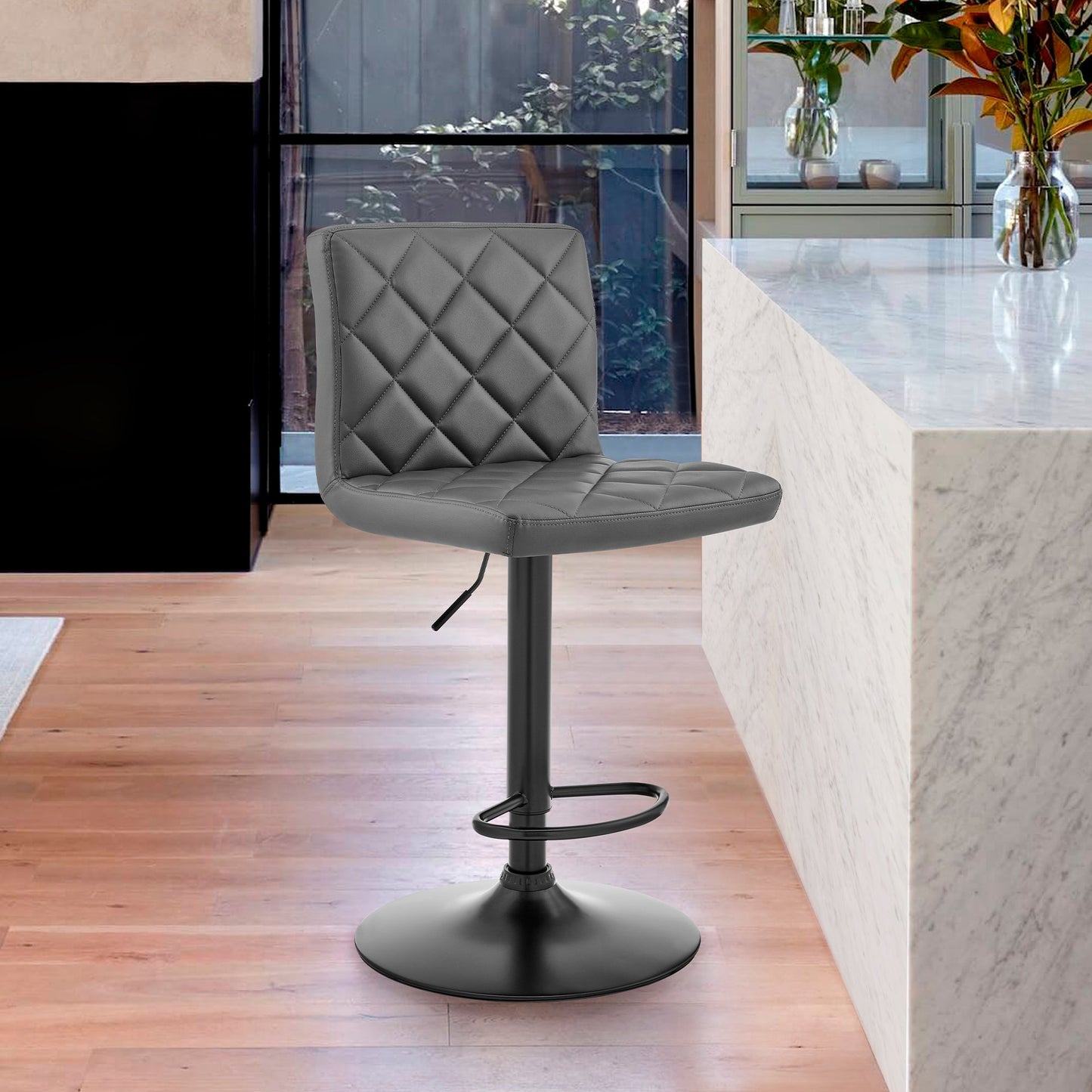 Duval Adjustable Faux Leather Swivel Bar Stool