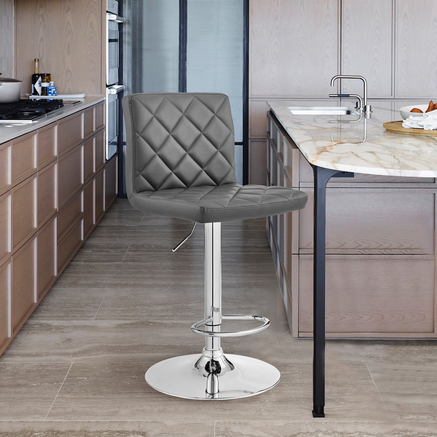 Duval Adjustable Faux Leather Swivel Bar Stool