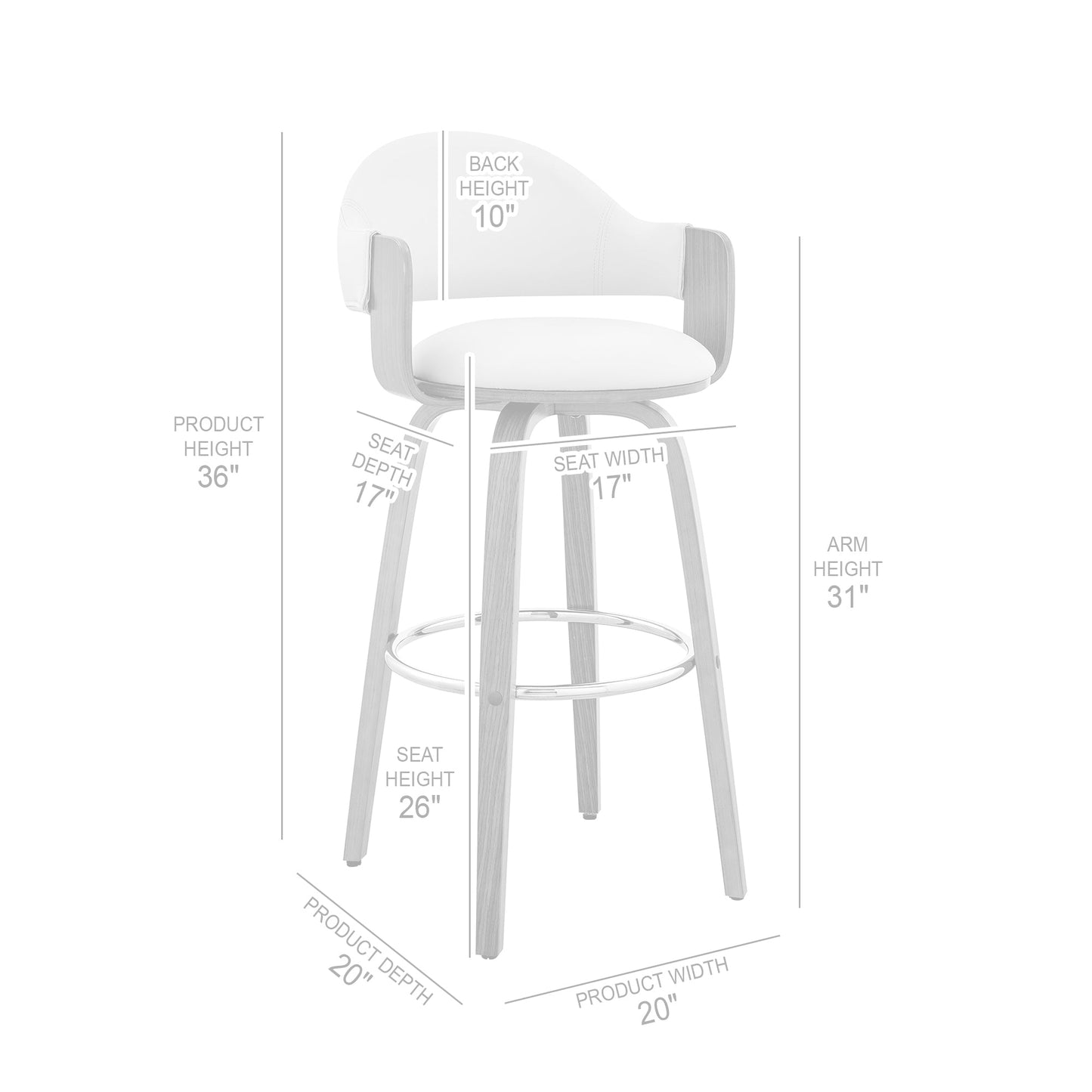 Daxton Faux Leather and Wood Bar Stool in Various Heights and Finishes
