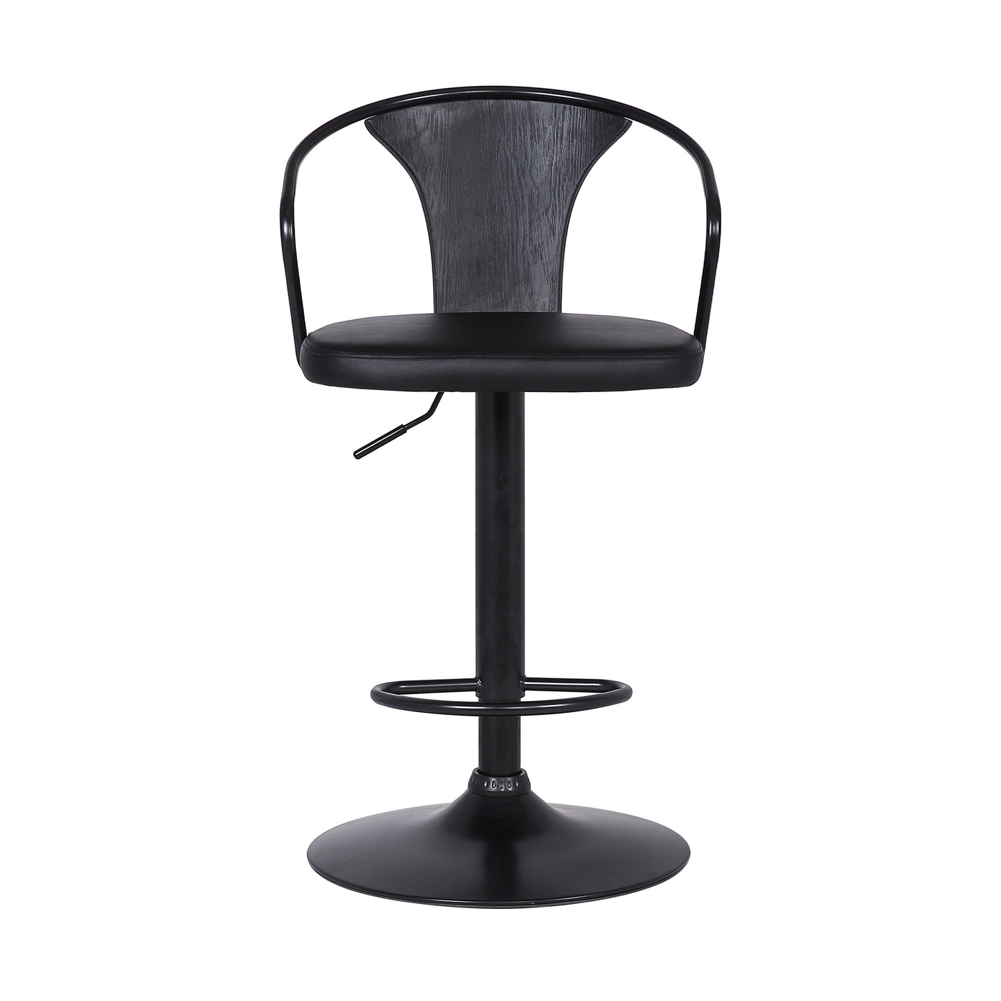 Eagle Adjustable Height Swivel Faux Leather and Wood Bar Stool with Black Metal Base