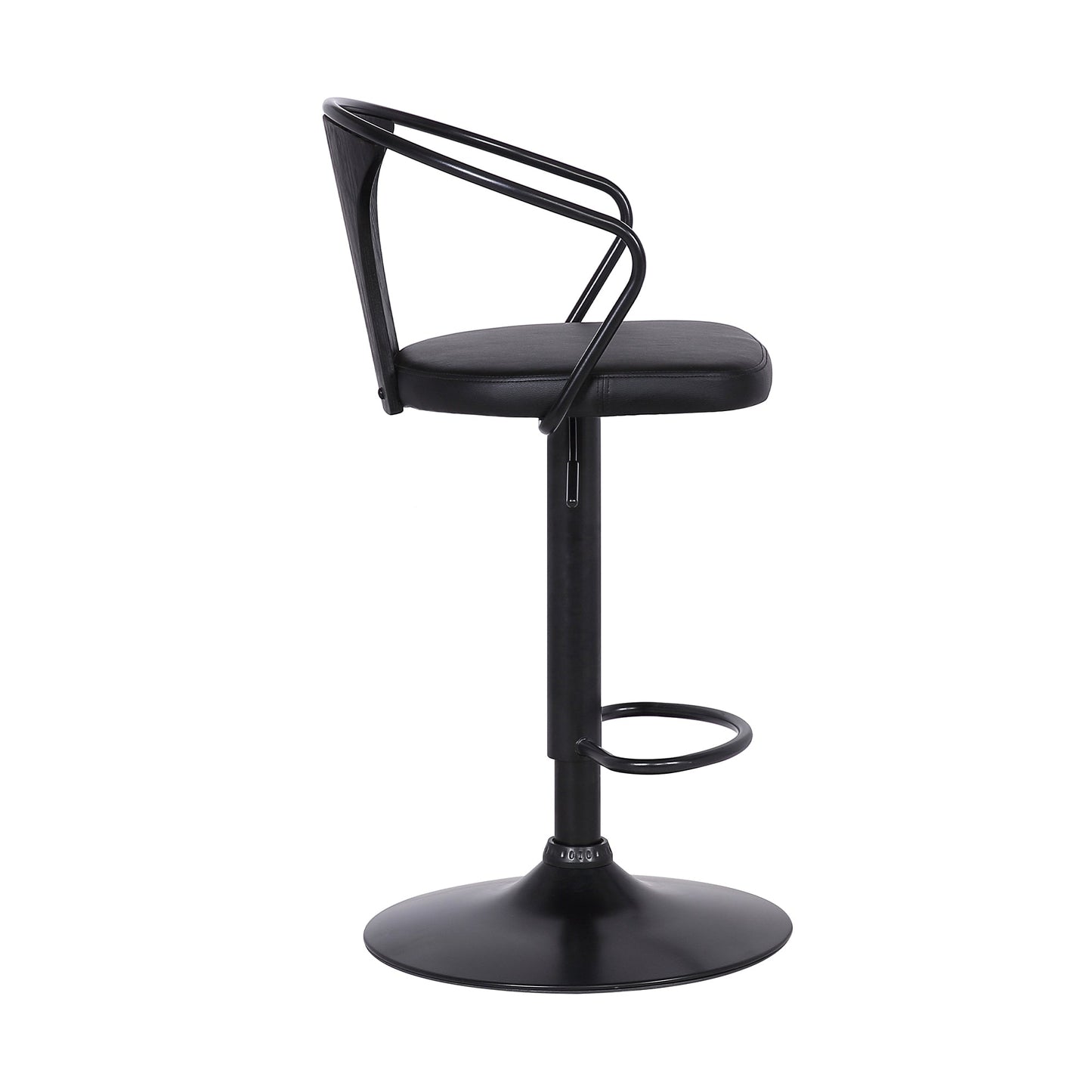 Eagle Adjustable Height Swivel Faux Leather and Wood Bar Stool with Black Metal Base