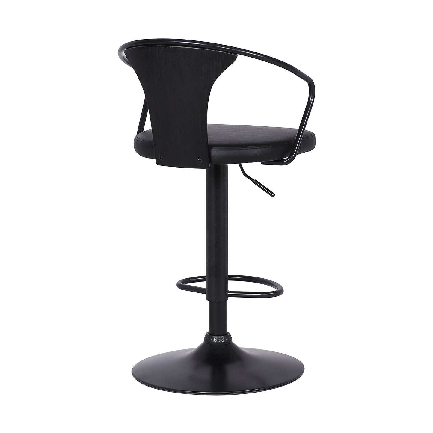 Eagle Adjustable Height Swivel Faux Leather and Wood Bar Stool with Black Metal Base