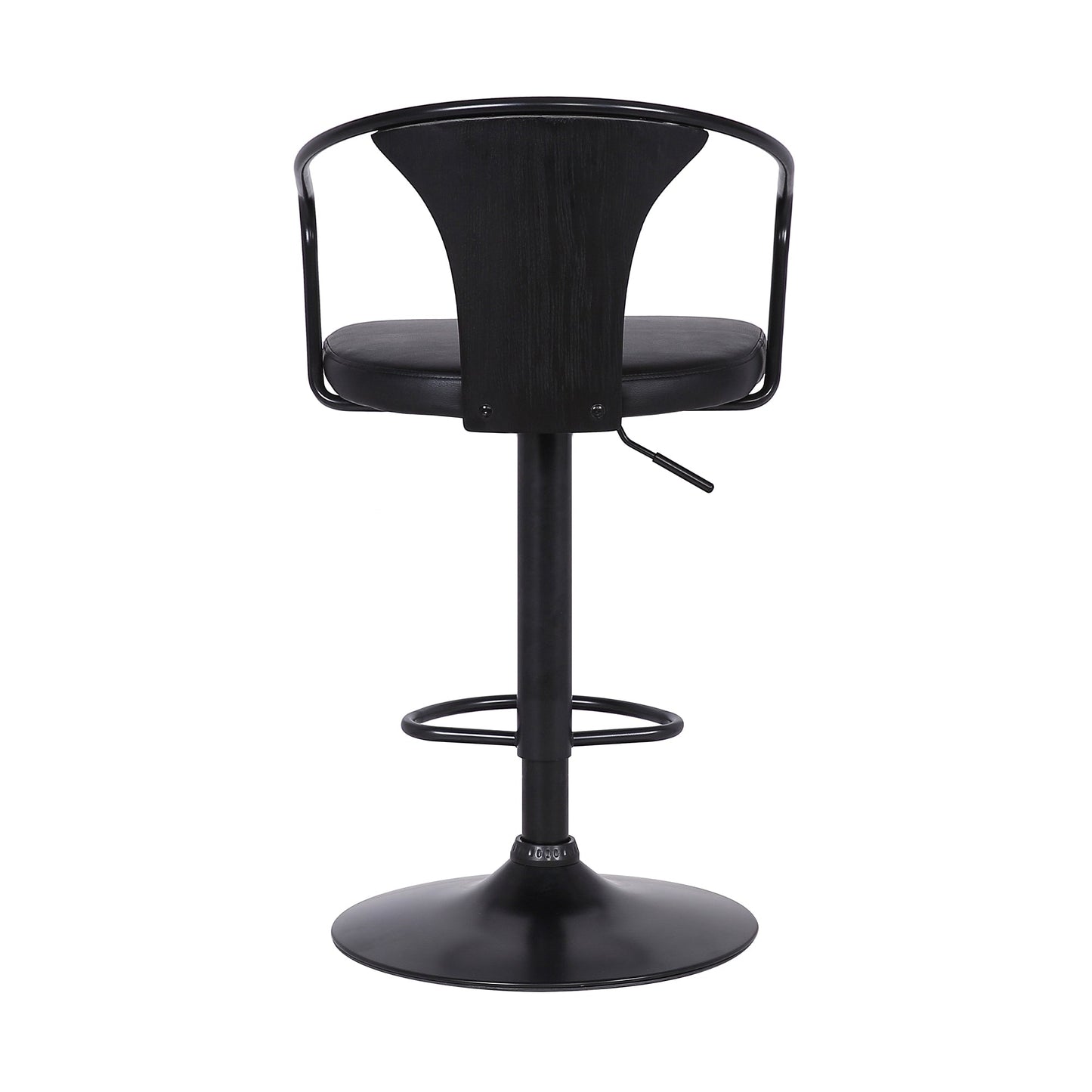 Eagle Adjustable Height Swivel Faux Leather and Wood Bar Stool with Black Metal Base