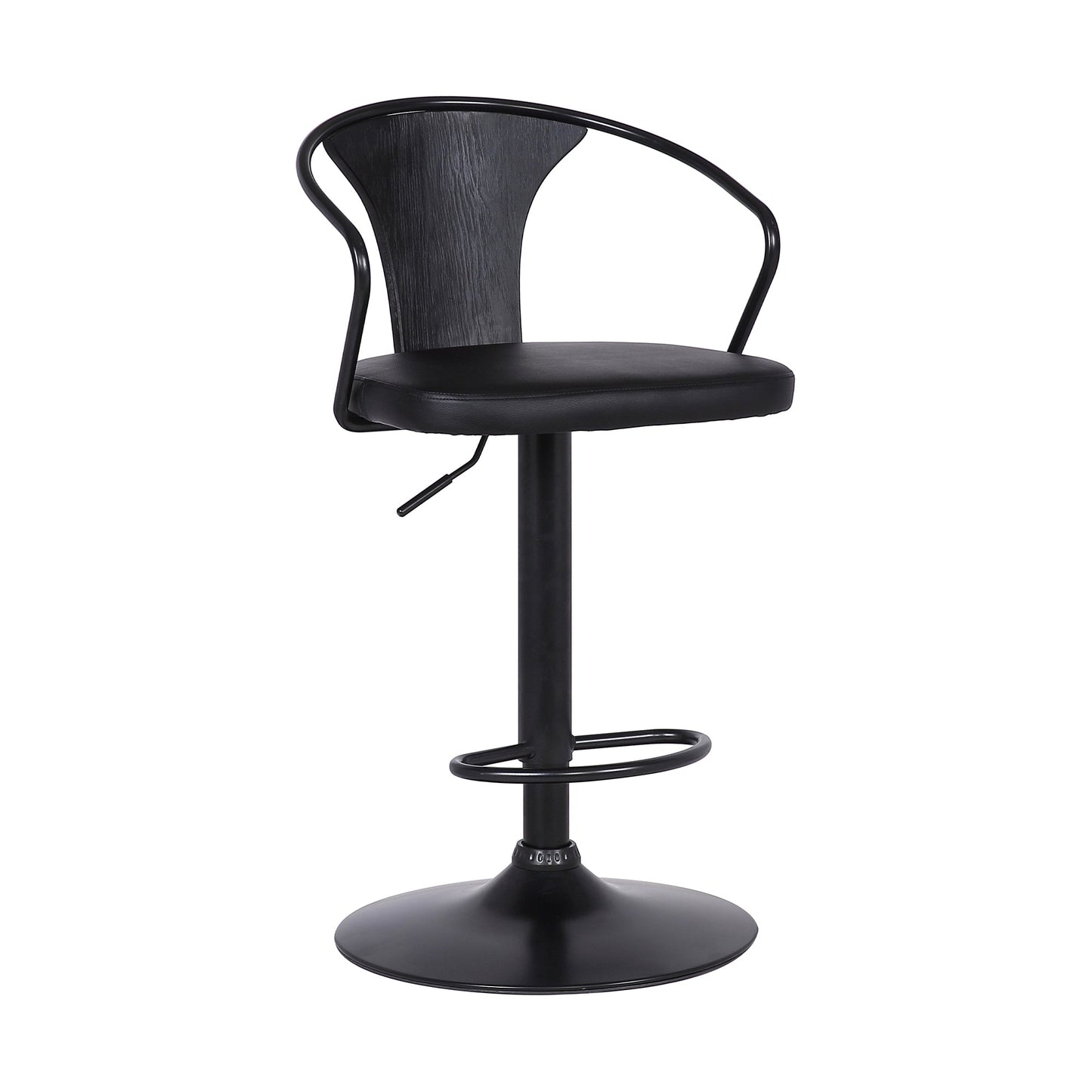 Eagle Adjustable Height Swivel Faux Leather and Wood Bar Stool with Black Metal Base