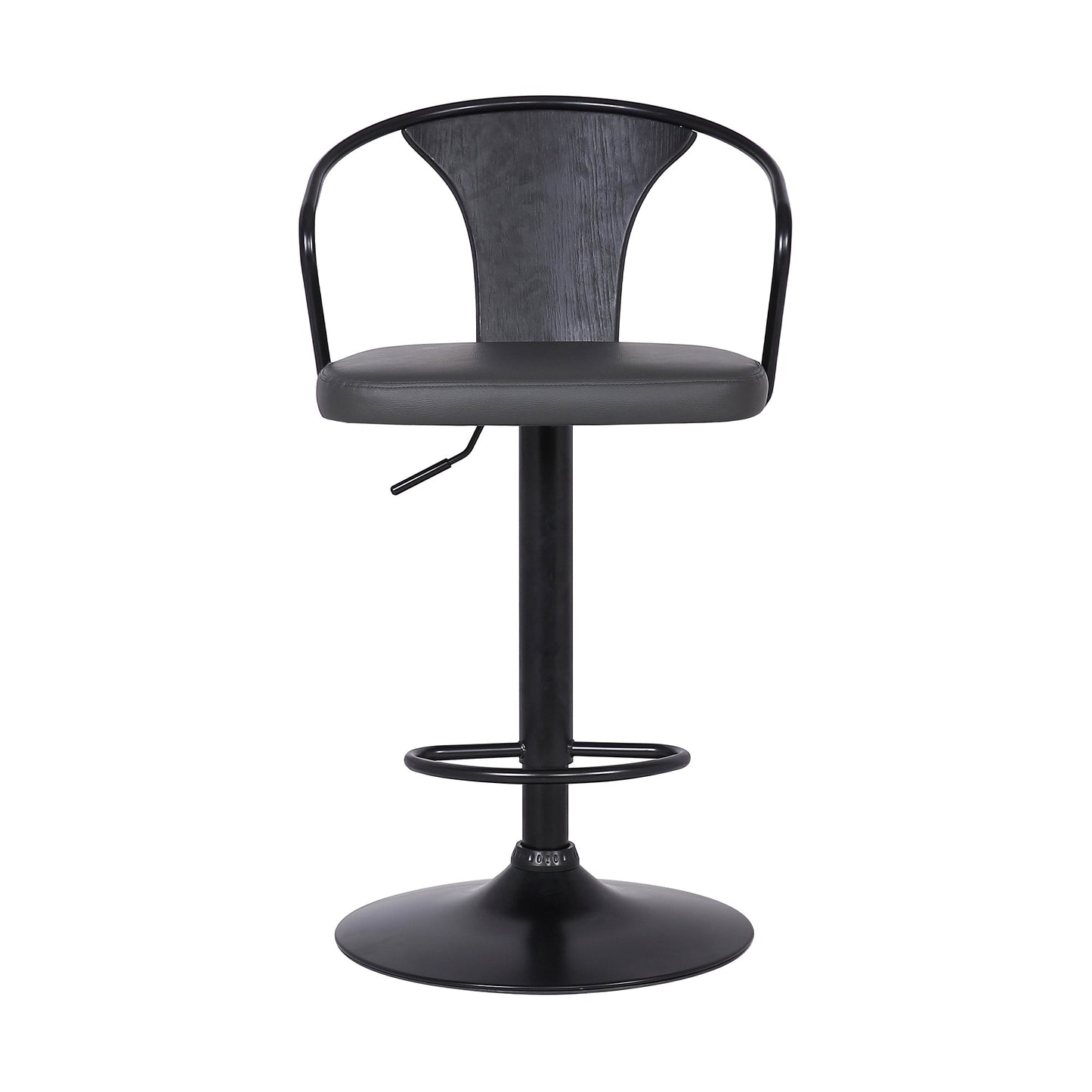 Eagle Adjustable Height Swivel Faux Leather and Wood Bar Stool with Black Metal Base