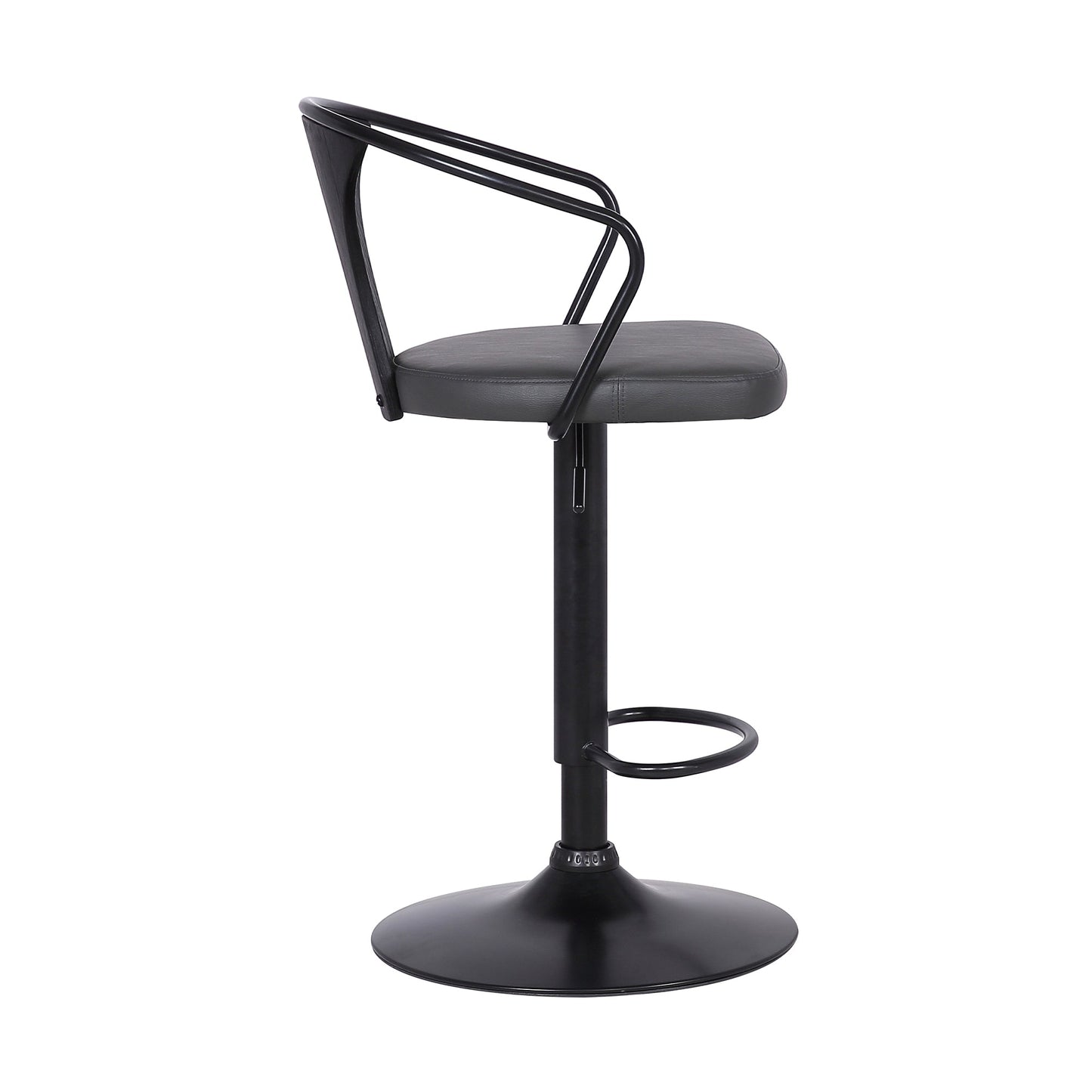 Eagle Adjustable Height Swivel Faux Leather and Wood Bar Stool with Black Metal Base