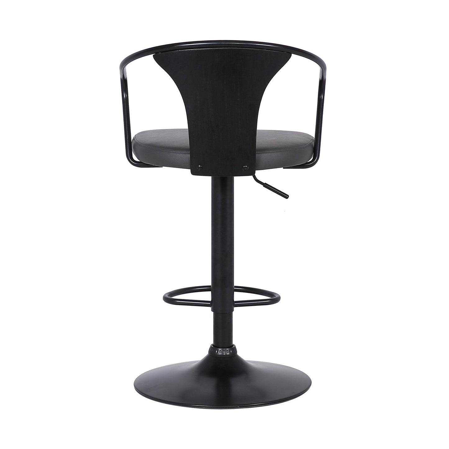Eagle Adjustable Height Swivel Faux Leather and Wood Bar Stool with Black Metal Base
