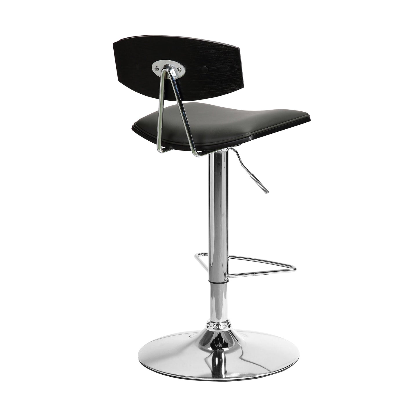 Erik Adjustable Gray Faux Leather Swivel Barstool with Chrome Base