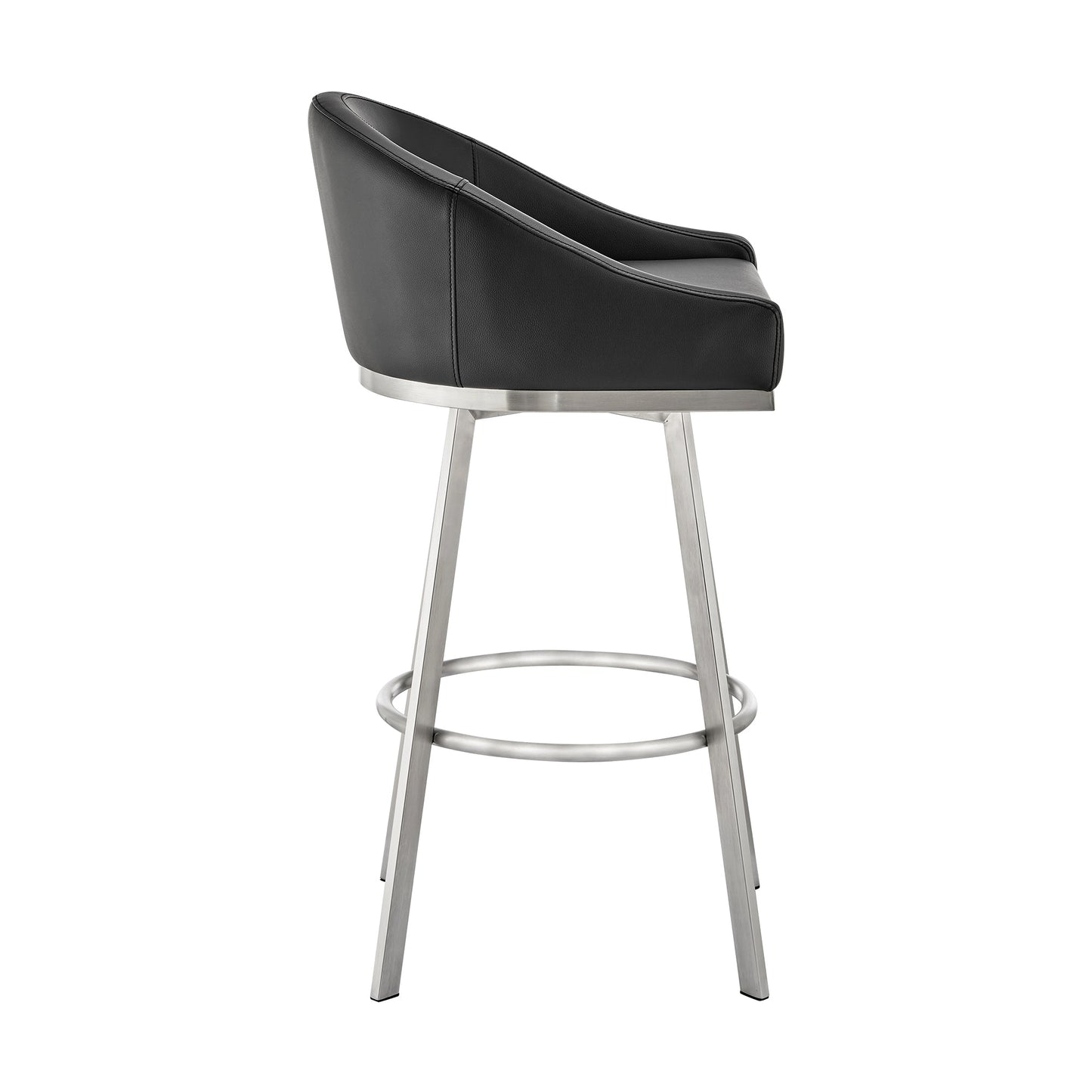 Eleanor Swivel Stool in Brushed Stainless Steel and Faux Leather Options