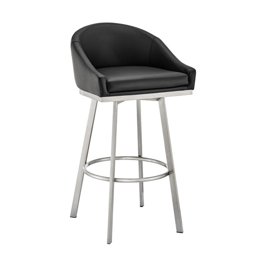 Eleanor Swivel Stool in Brushed Stainless Steel and Faux Leather Options