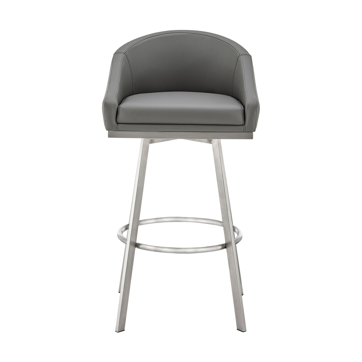 Eleanor Swivel Stool in Brushed Stainless Steel and Faux Leather Options