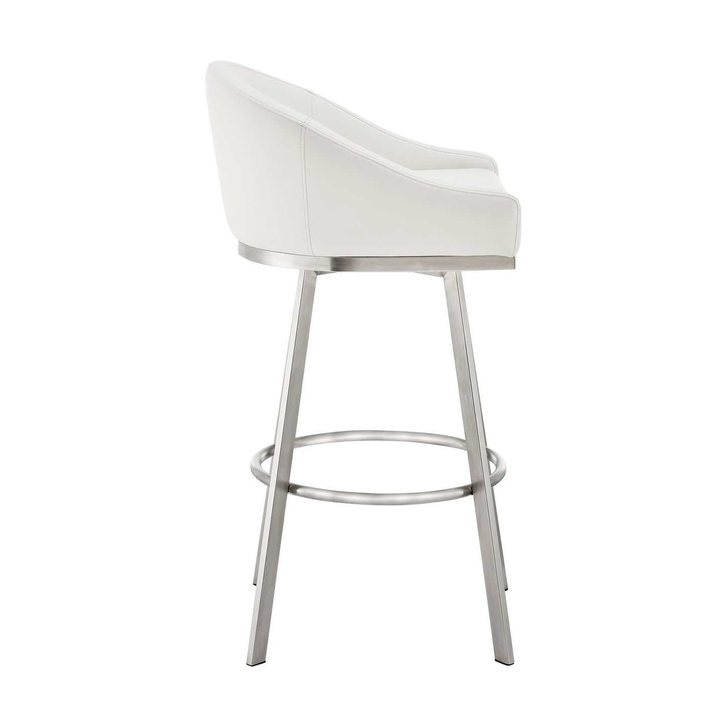 Eleanor Swivel Stool in Brushed Stainless Steel and Faux Leather Options