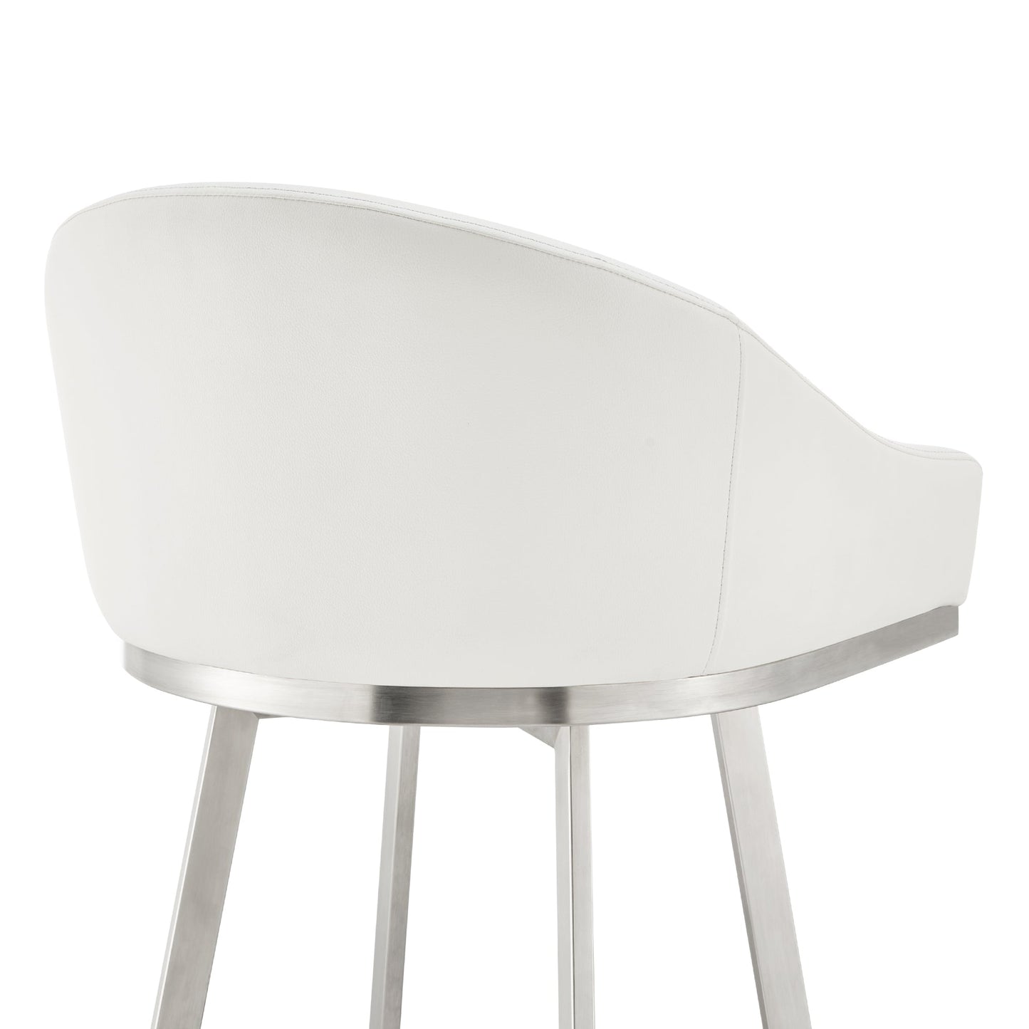 Eleanor Swivel Stool in Brushed Stainless Steel and Faux Leather Options