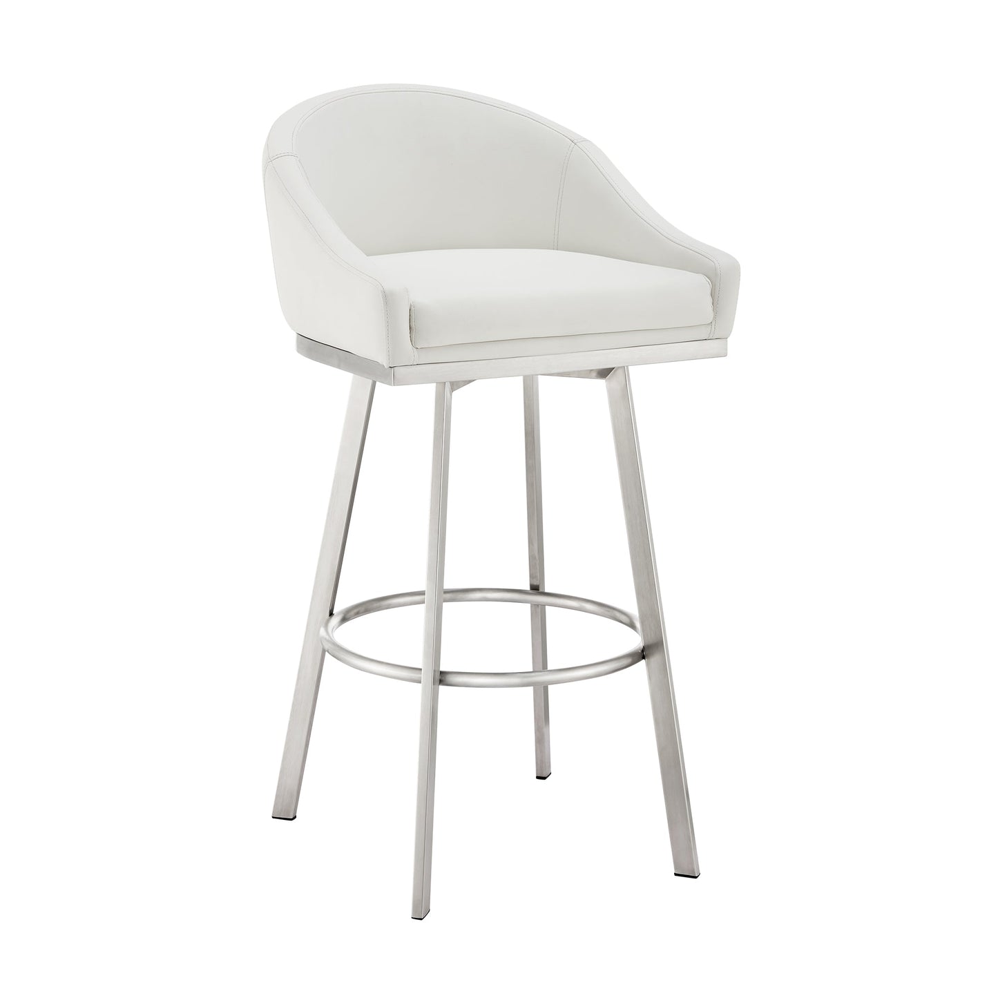 Eleanor Swivel Stool in Brushed Stainless Steel and Faux Leather Options