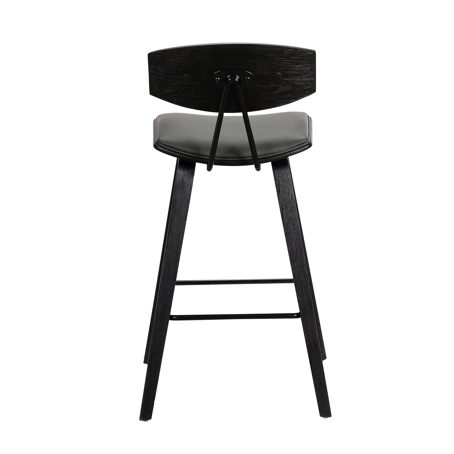 Fox Mid-Century Modern Bar Stool - Counter and Bar Height, Faux Leather and Wood