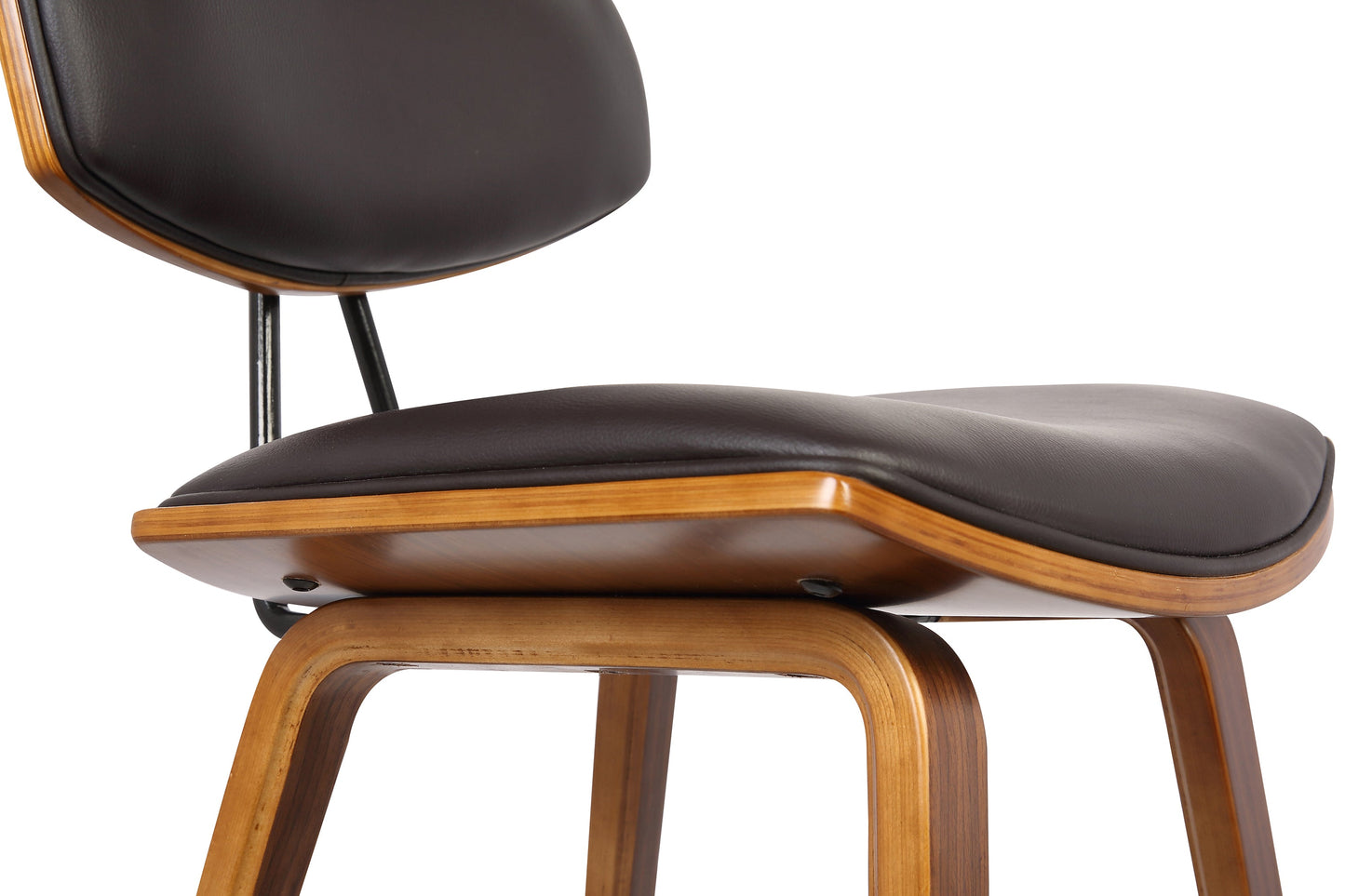 Fox Mid-Century Modern Bar Stool - Counter and Bar Height, Faux Leather and Wood