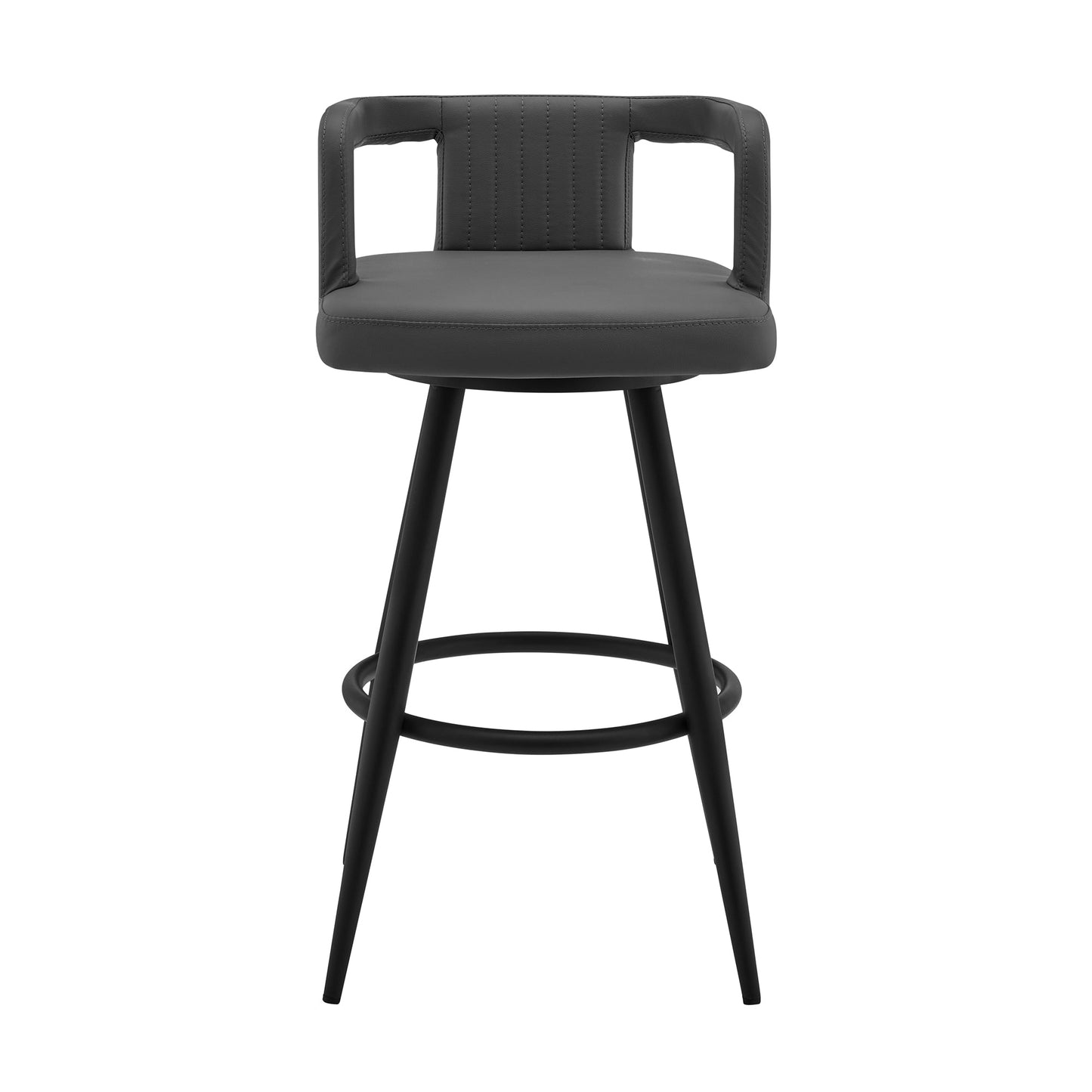 Gabriele Gray Faux Leather and Metal Swivel Bar Stool
