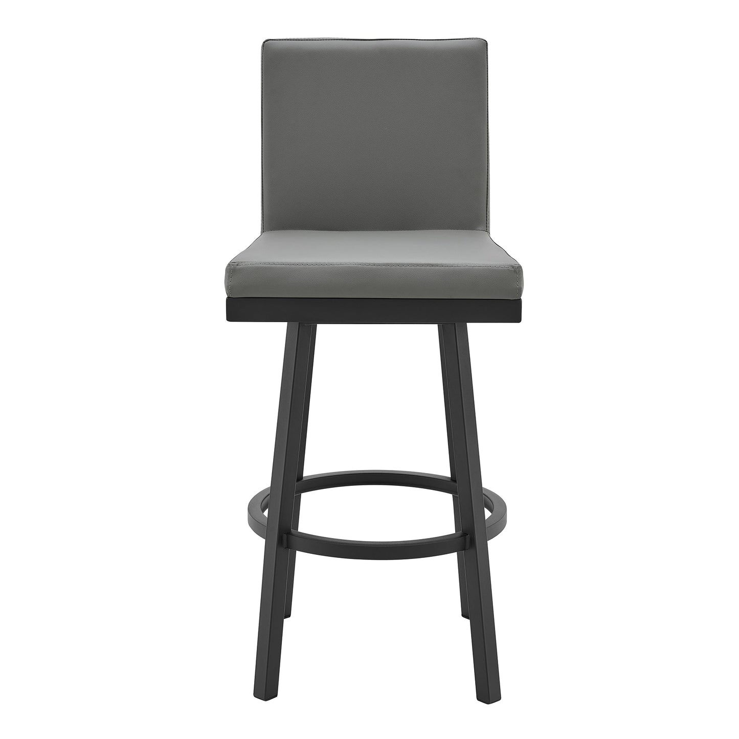 Gem Swivel Modern Metal and Gray Faux Leather Bar and Counter Stool