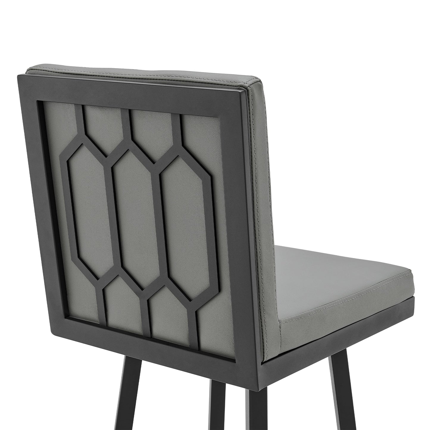Gem Swivel Modern Metal and Gray Faux Leather Bar and Counter Stool