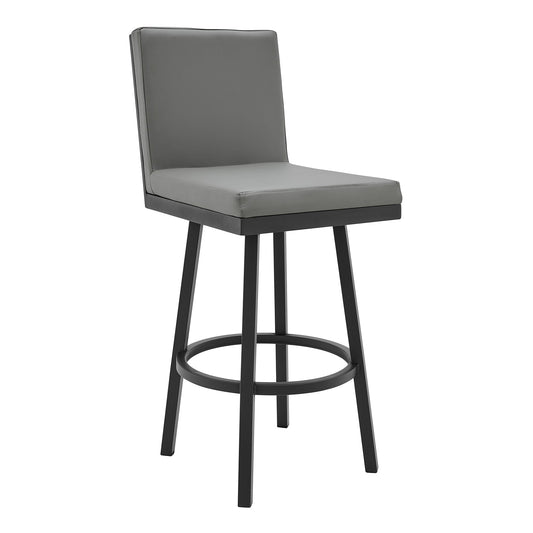 Gem Swivel Modern Metal and Gray Faux Leather Bar and Counter Stool