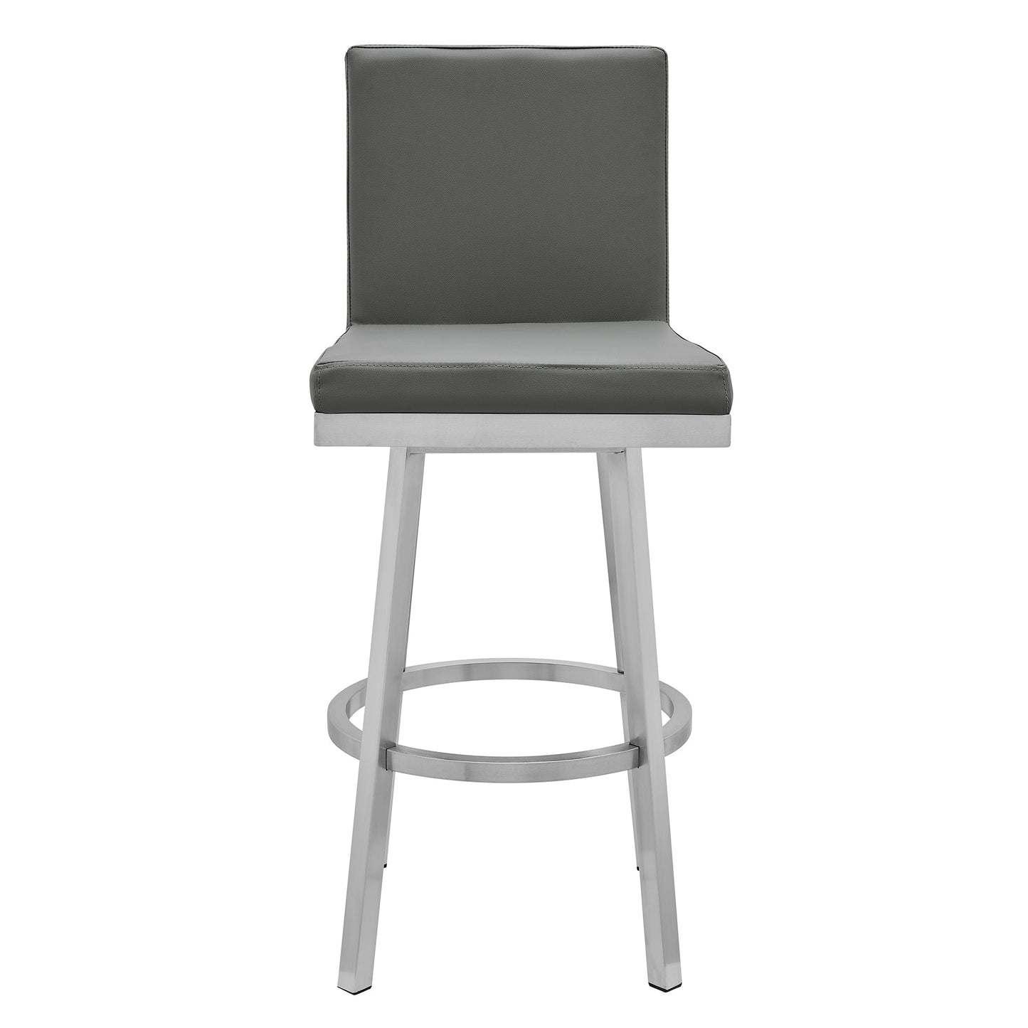 Gem Swivel Modern Metal and Gray Faux Leather Bar and Counter Stool
