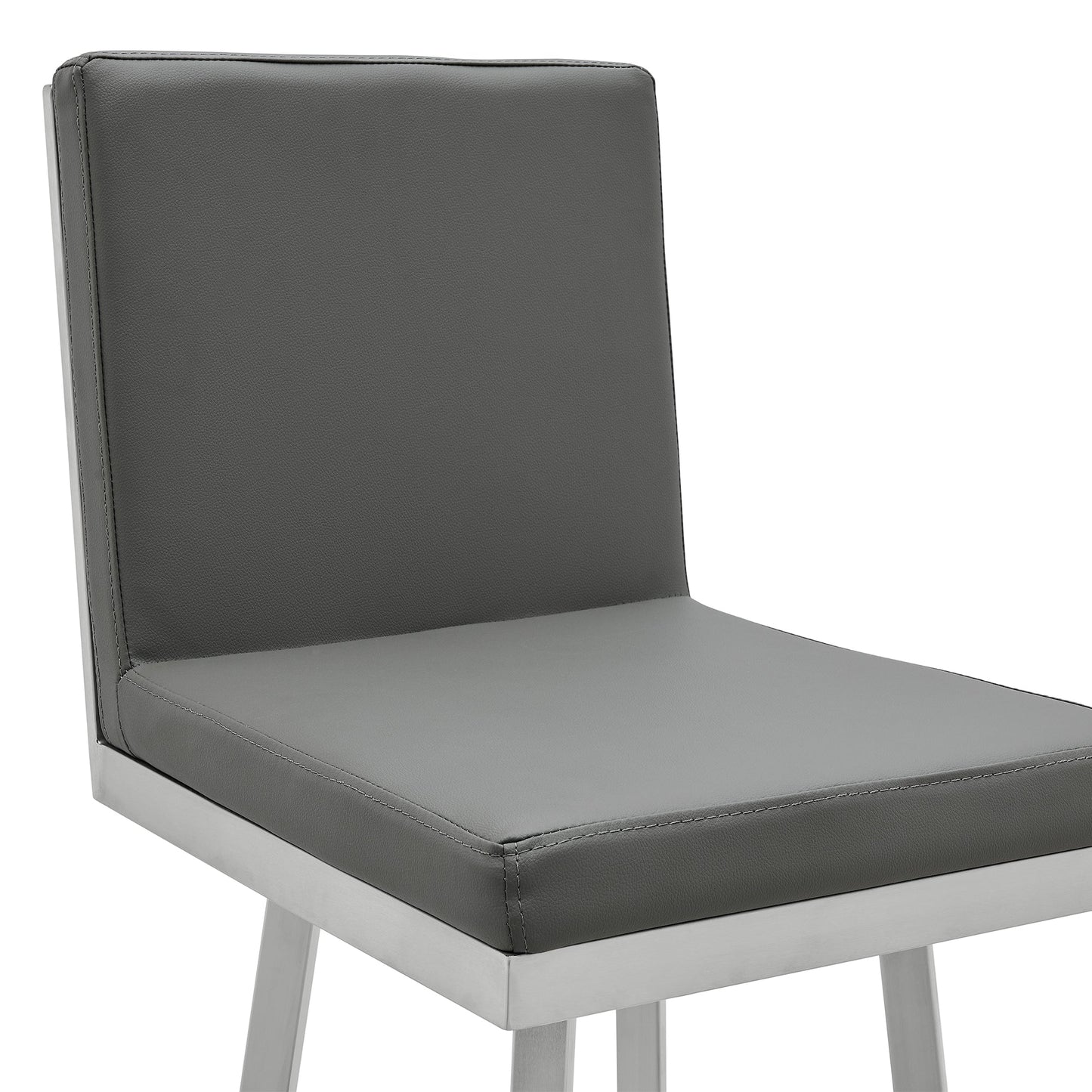 Gem Swivel Modern Metal and Gray Faux Leather Bar and Counter Stool