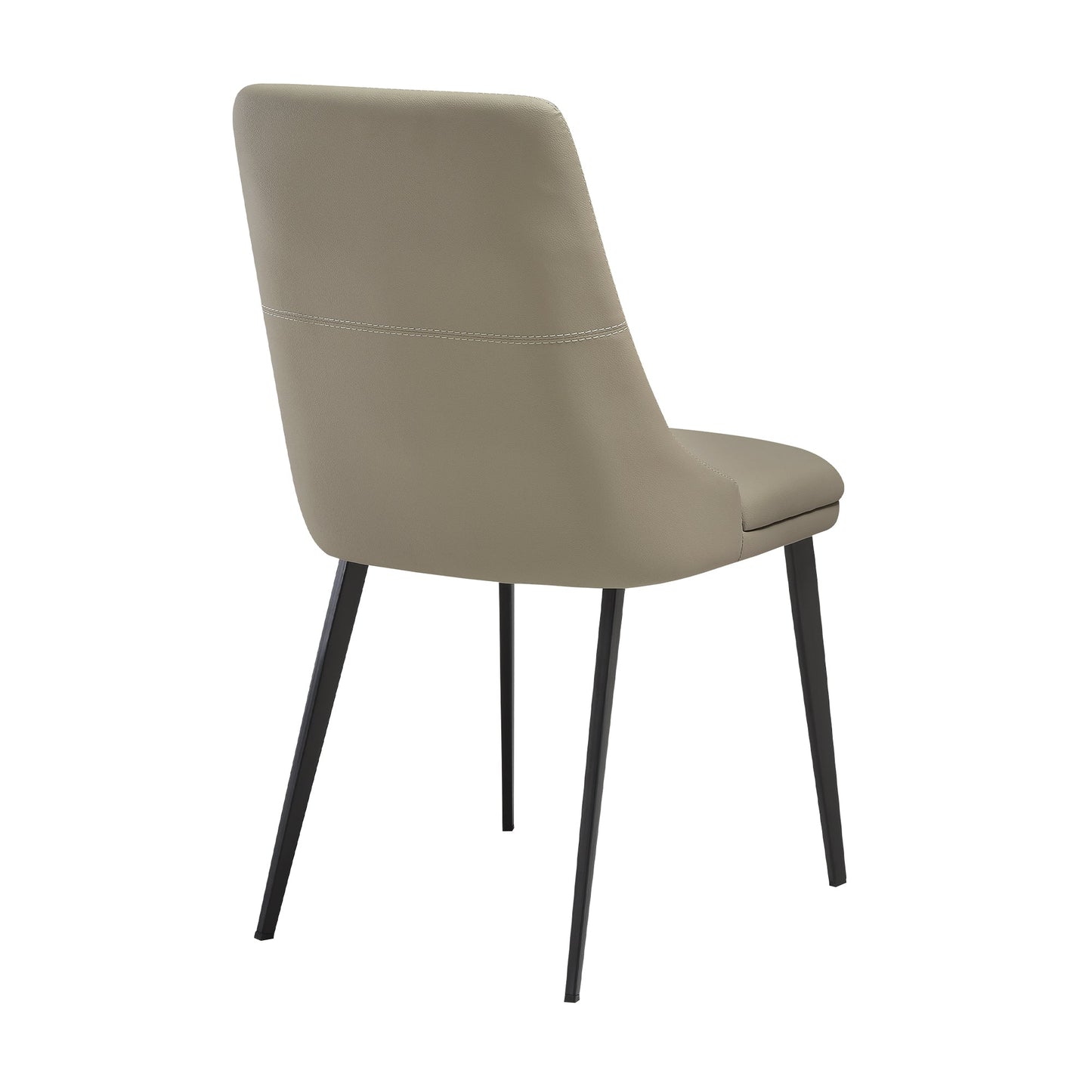 Genesis Upholstered Dining Chair in Taupe Gray Faux Leather with Black Metal Legs - Set of 2