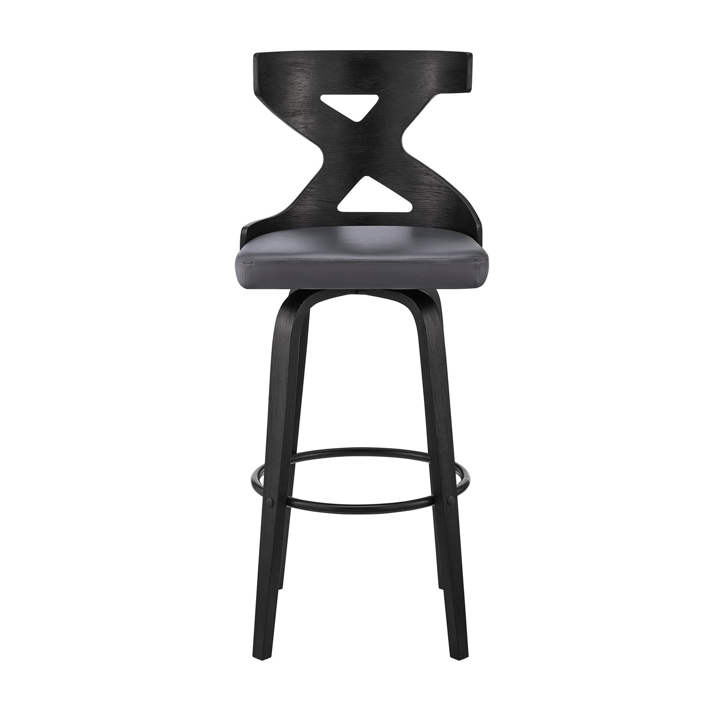 Gayle Swivel Cross Back Faux Leather and Wood Bar Stool